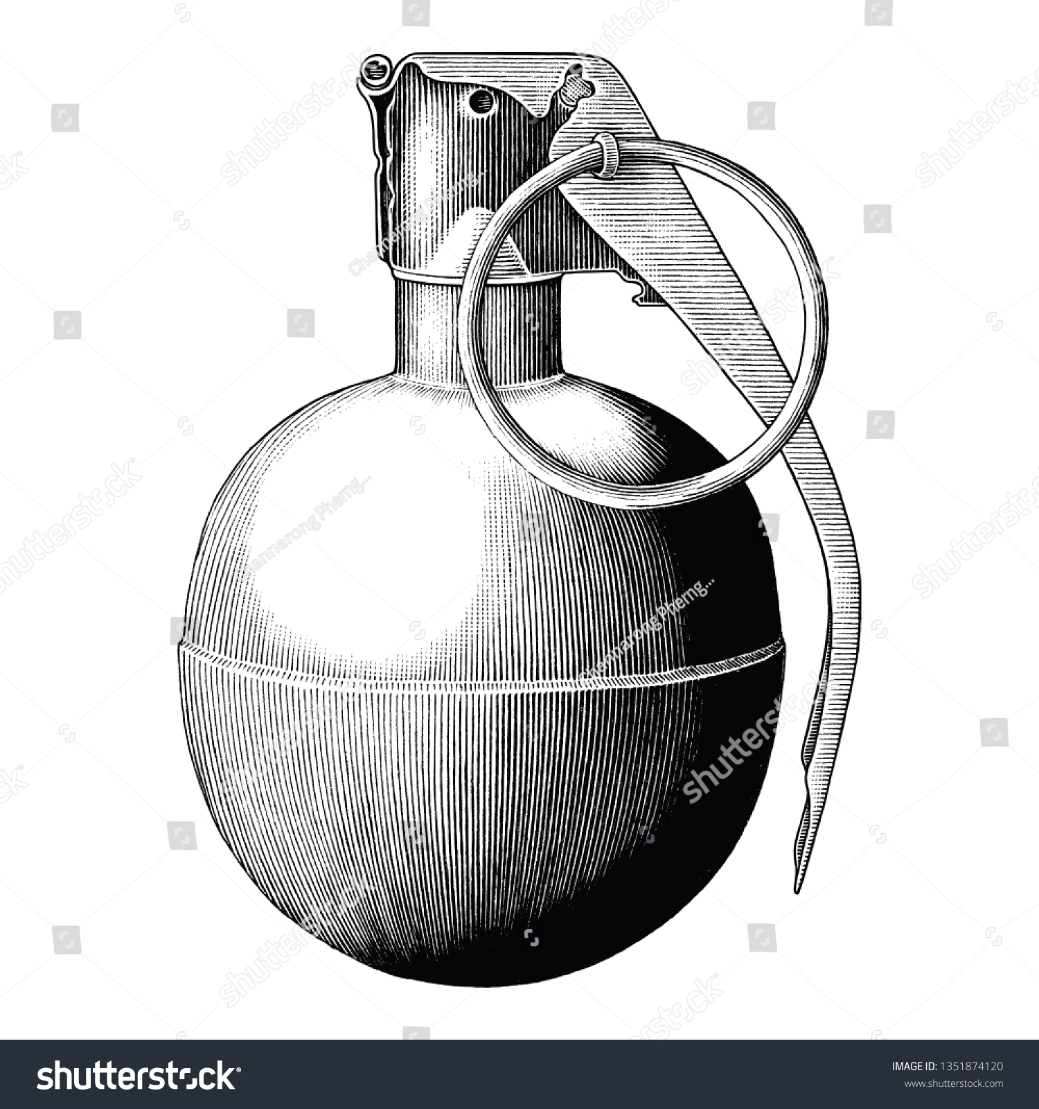 Grenade Hand Draw Vintage Style Black Stock Vector (Royalty Free ...