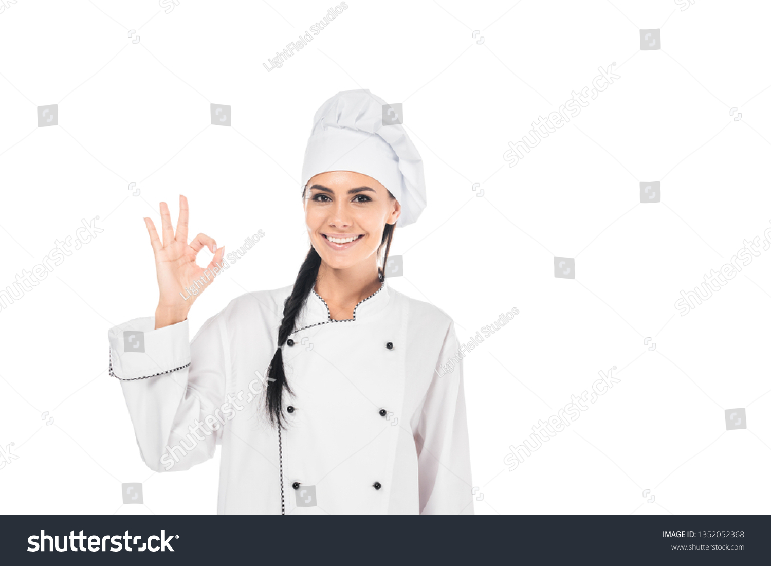 Smiling Chef Hat Showing Okay Sign Stock Photo 1352052368 | Shutterstock