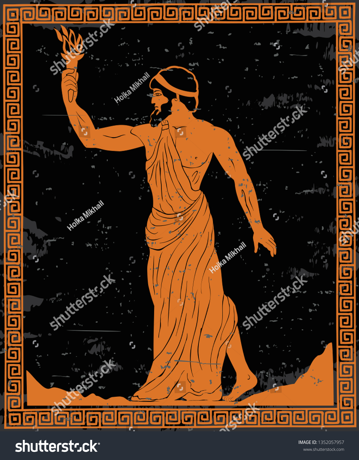 Ancient Greek Hero Prometheus Tunic Fiery Stock Vector (Royalty Free ...