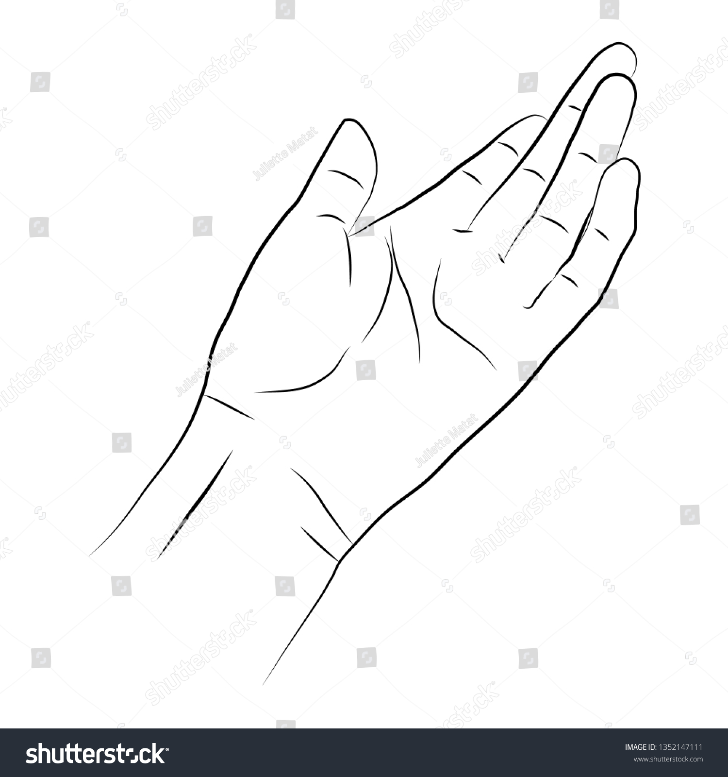 Vestor Illustration Hand Simple Outline Style Stock Vector (Royalty ...