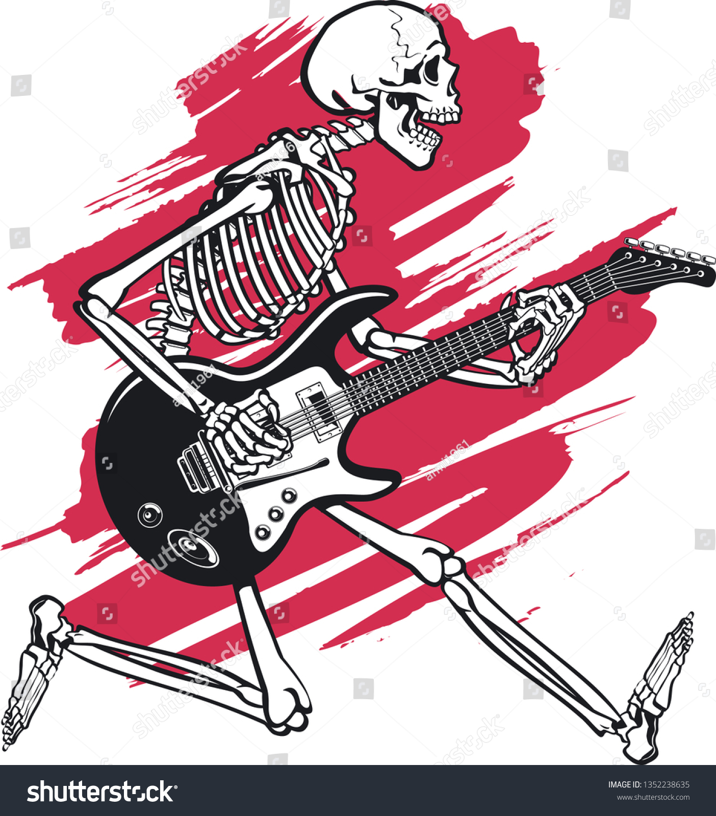 Human Skeleton Playing On Electric Guitar Stock Vector (Royalty Free ...