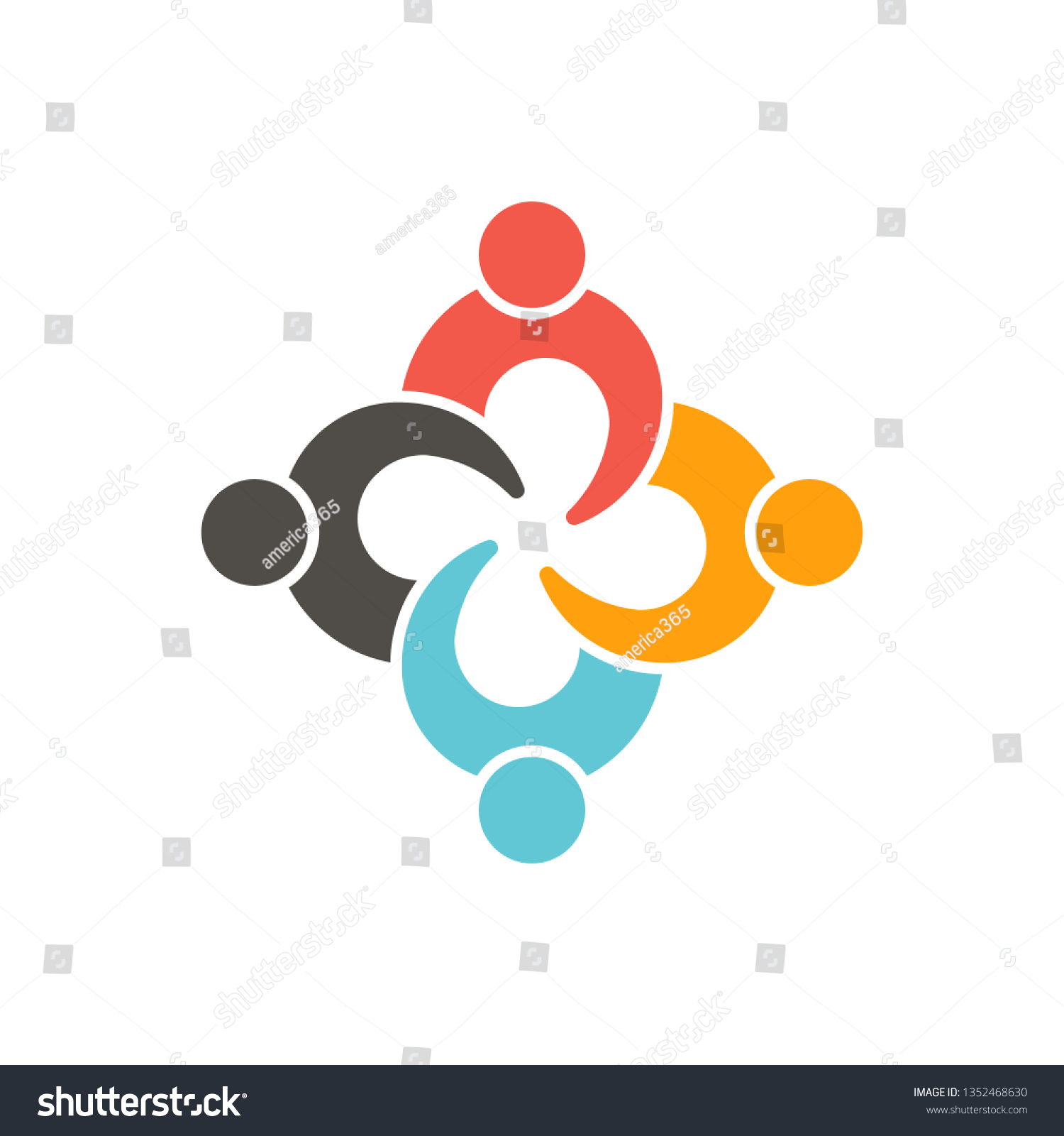 Teamwork Connection Four People Logo Illustration Stock Vector (Royalty ...