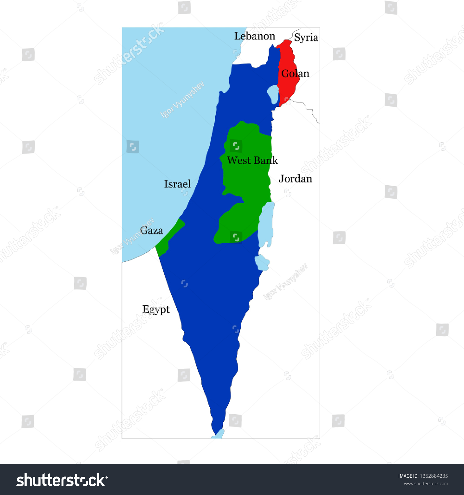 Vector Map Israel Neighboring Countries Stock Vector (Royalty Free ...