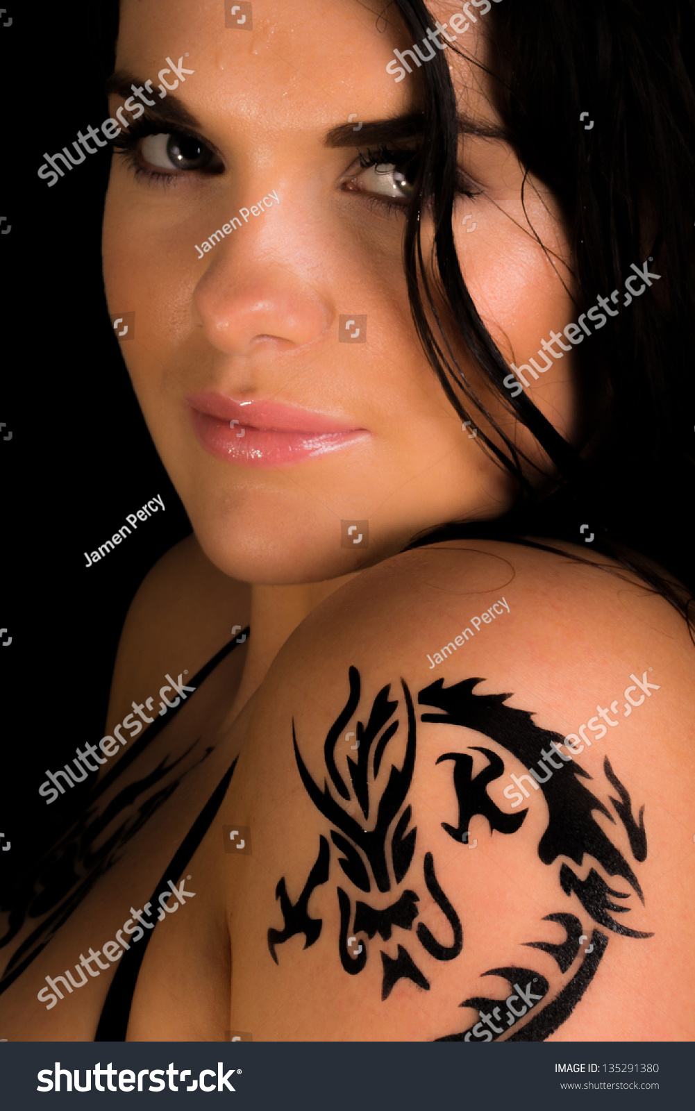 Sexy Topless Girl Dragon Tattoo On Stock Photo Shutterstock