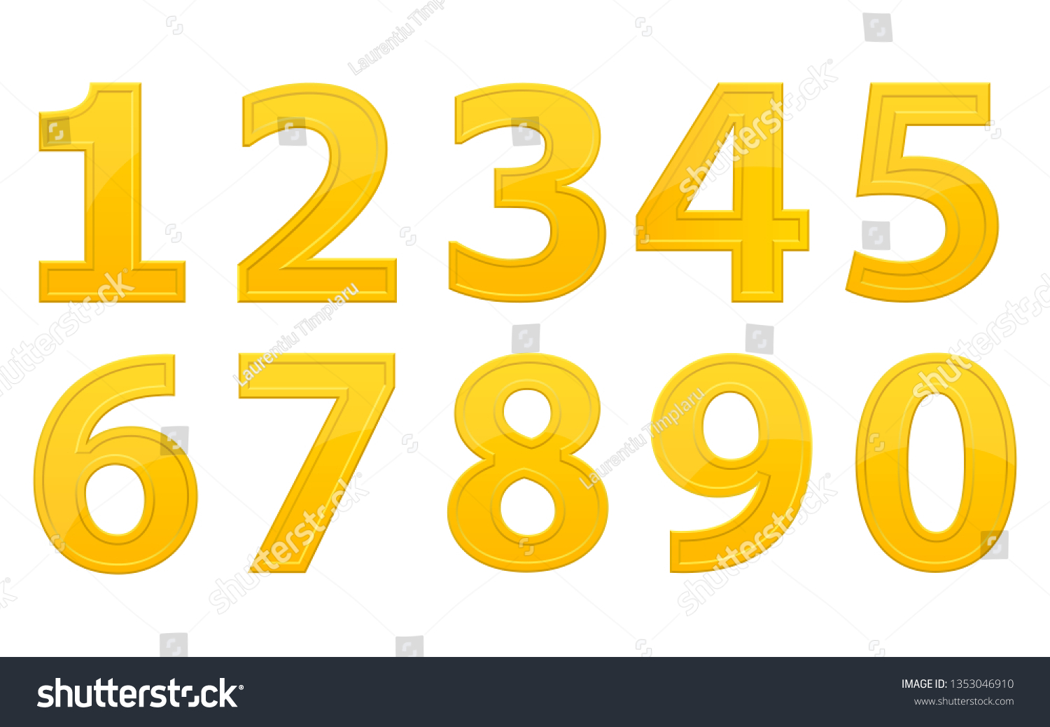 Golden Numbers Vector Design Illustration Isolated Stock Vector ...