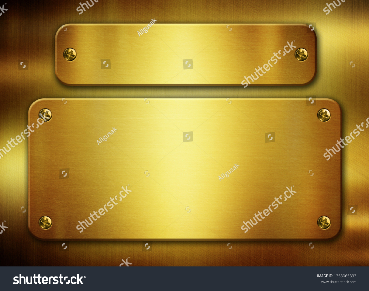 Gold Metal Plates Rivets 3d Illustration Stock Illustration 1353065333 ...