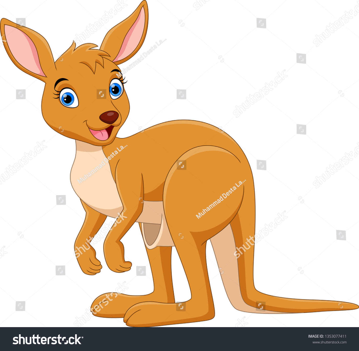 Vector Illustration Cute Kangaroo Cartoon Isolated Stock Vector ...