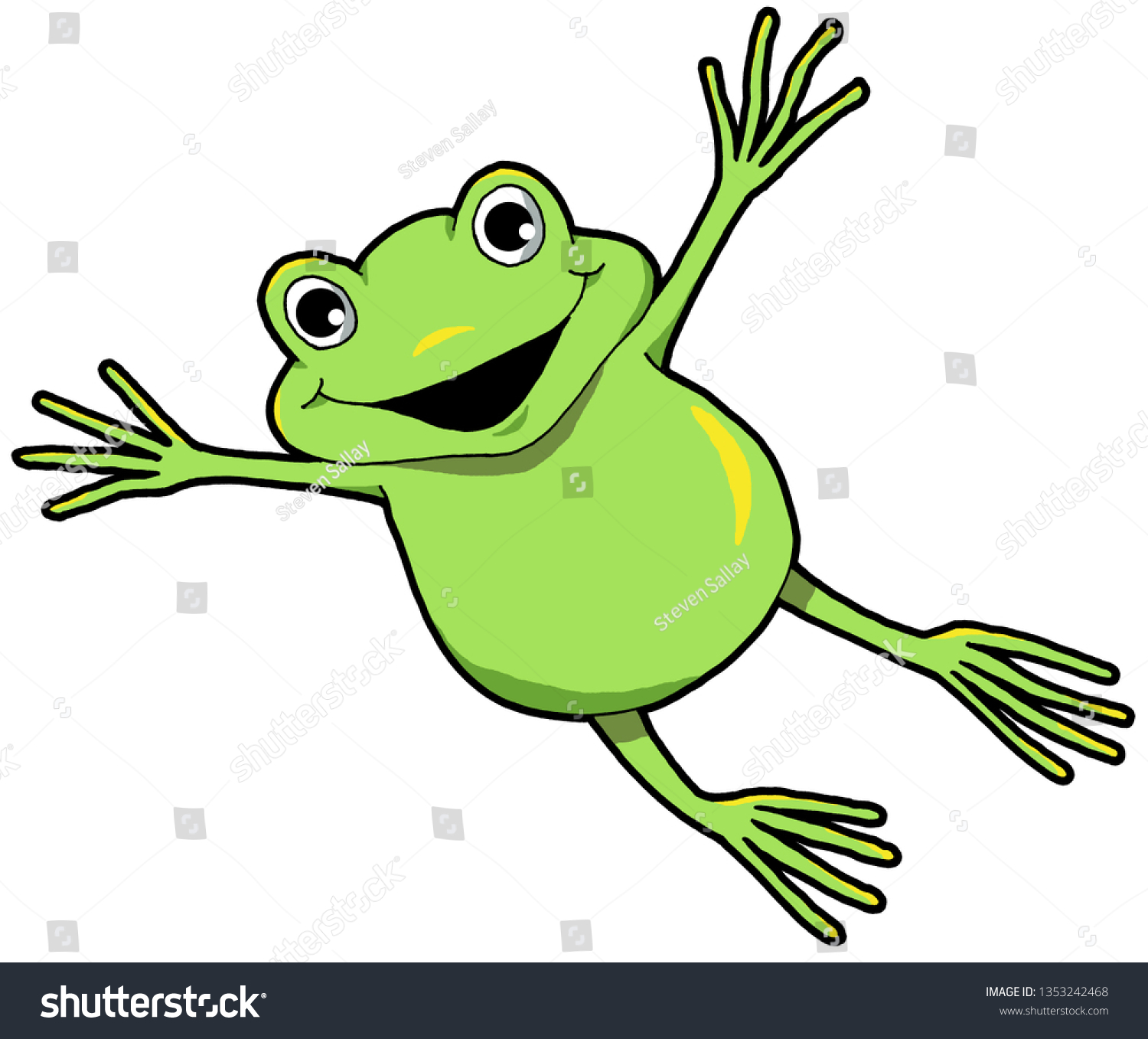 Cartoon Illustration Happy Frog Making Big Stock Vector (Royalty Free ...