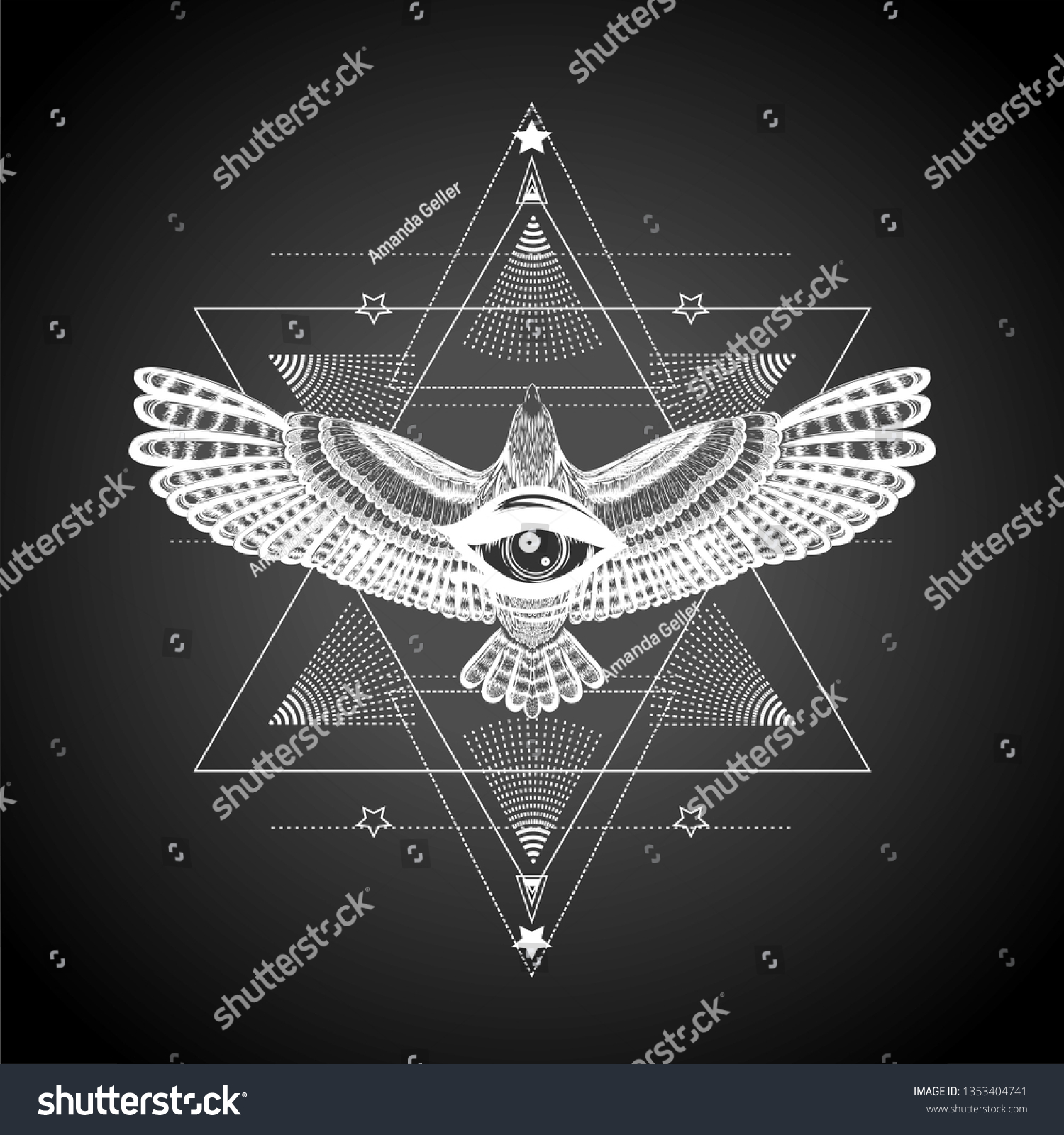 Detailed Mandala Eagle All Seeing Eye Stock Vector (Royalty Free ...