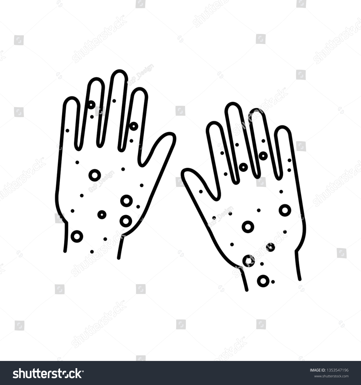 Rash Hand Icon Stock Vector (Royalty Free) 1353547196 | Shutterstock