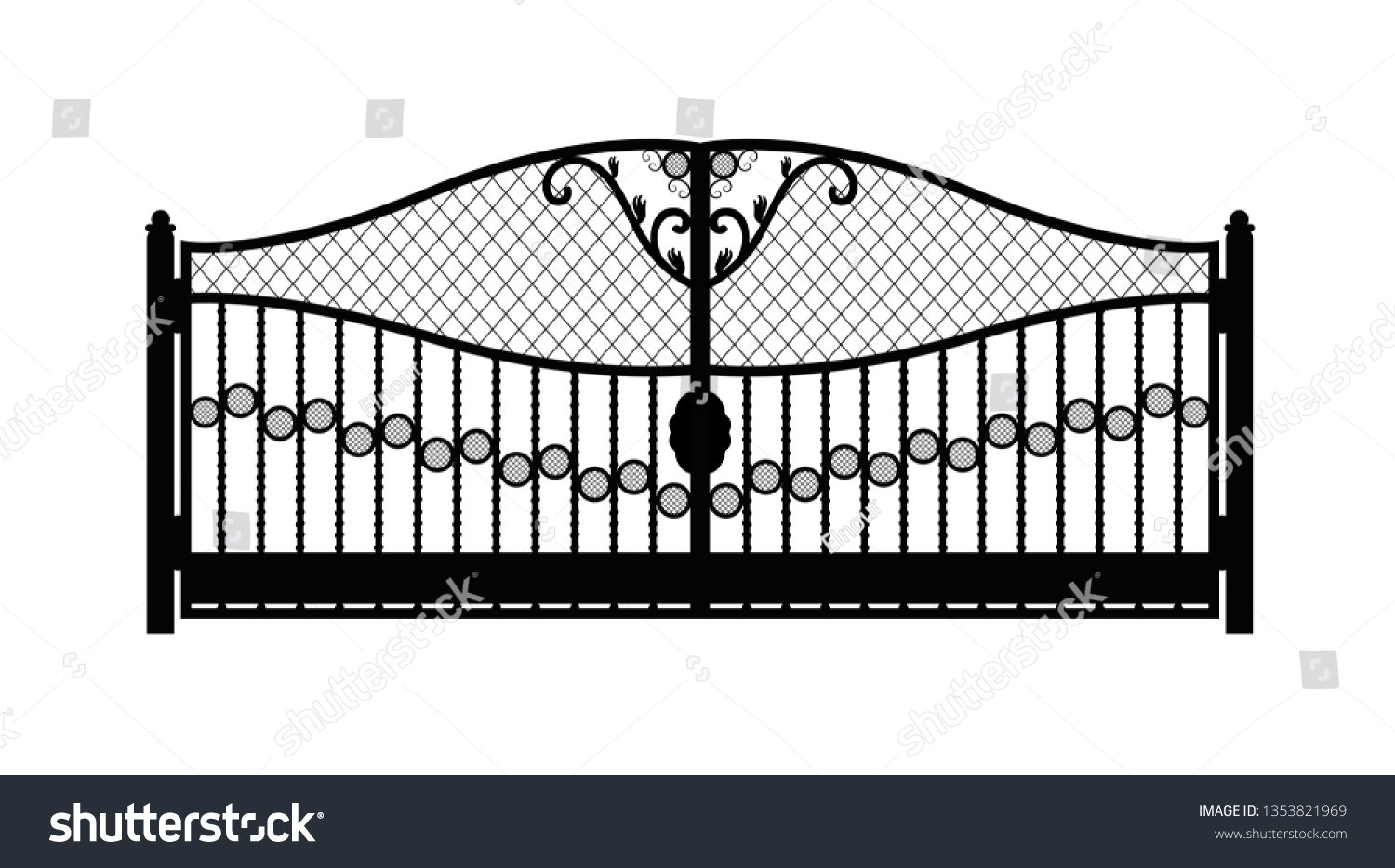 Black Metal Gate Forged Ornaments On Stock Vector (Royalty Free ...