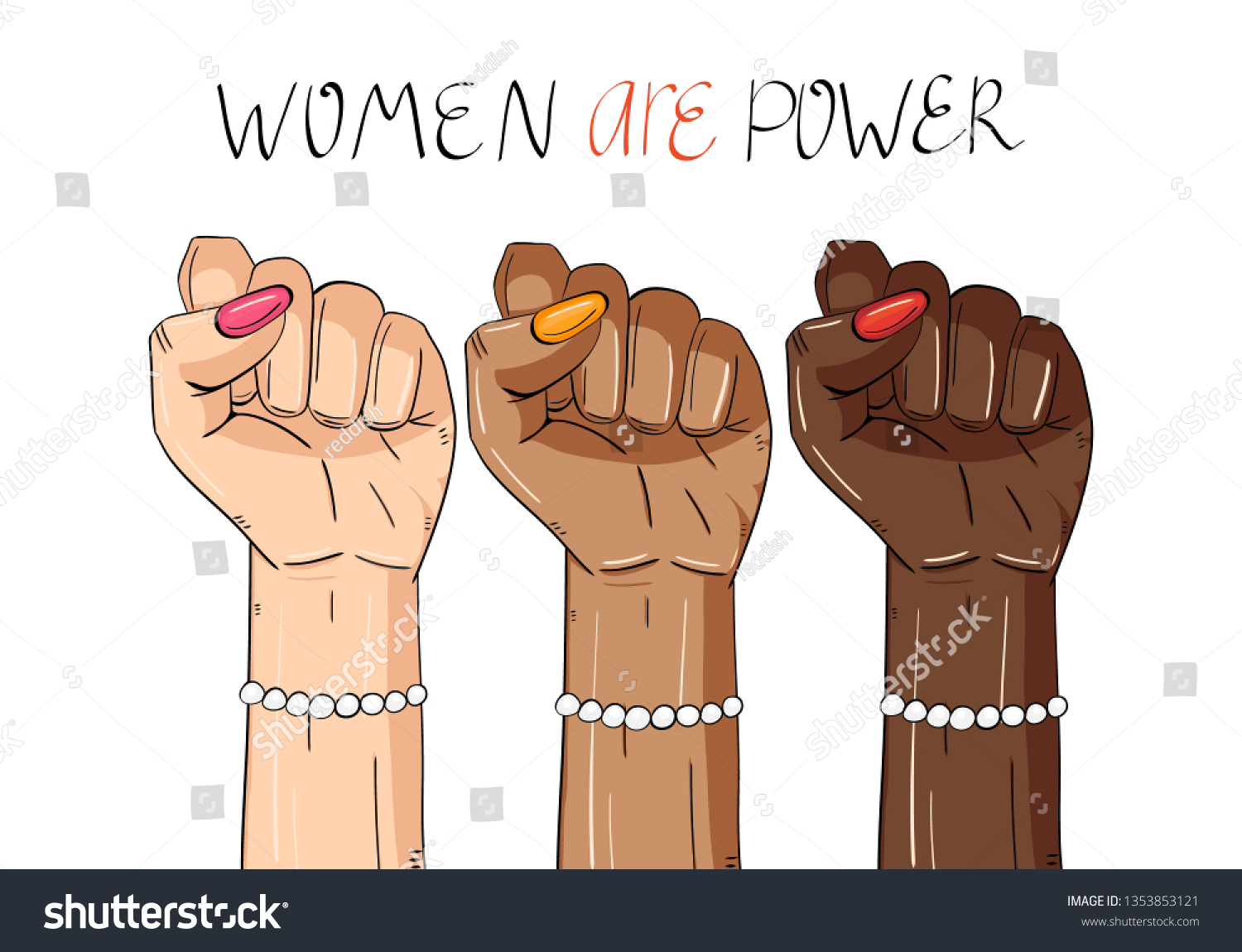 Womens Hands Fists Raised Concept Equality Stock Vector (Royalty Free ...