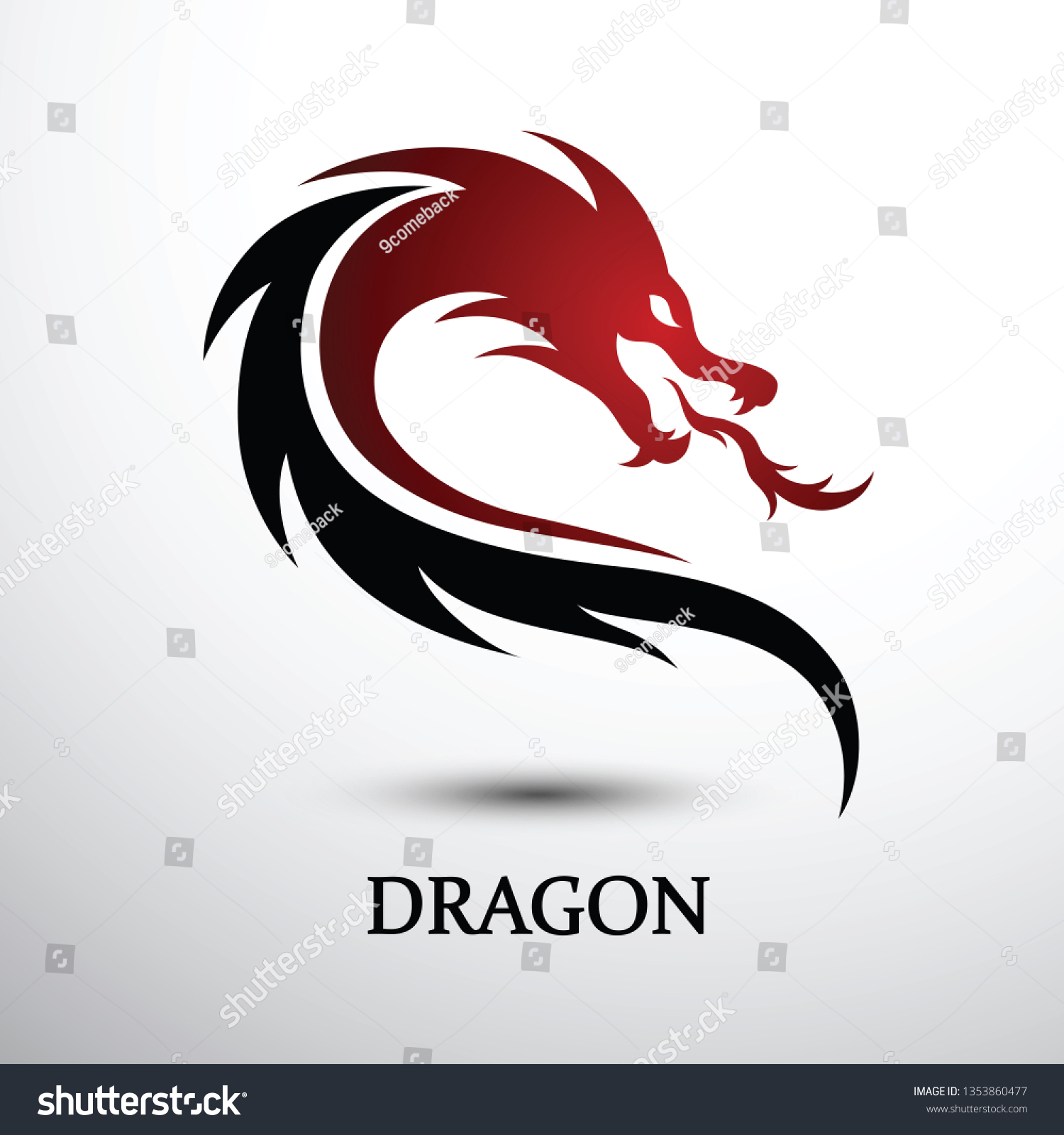 Chinese Dragon Silhouette Flat Color Logo Stock Vector (Royalty Free ...