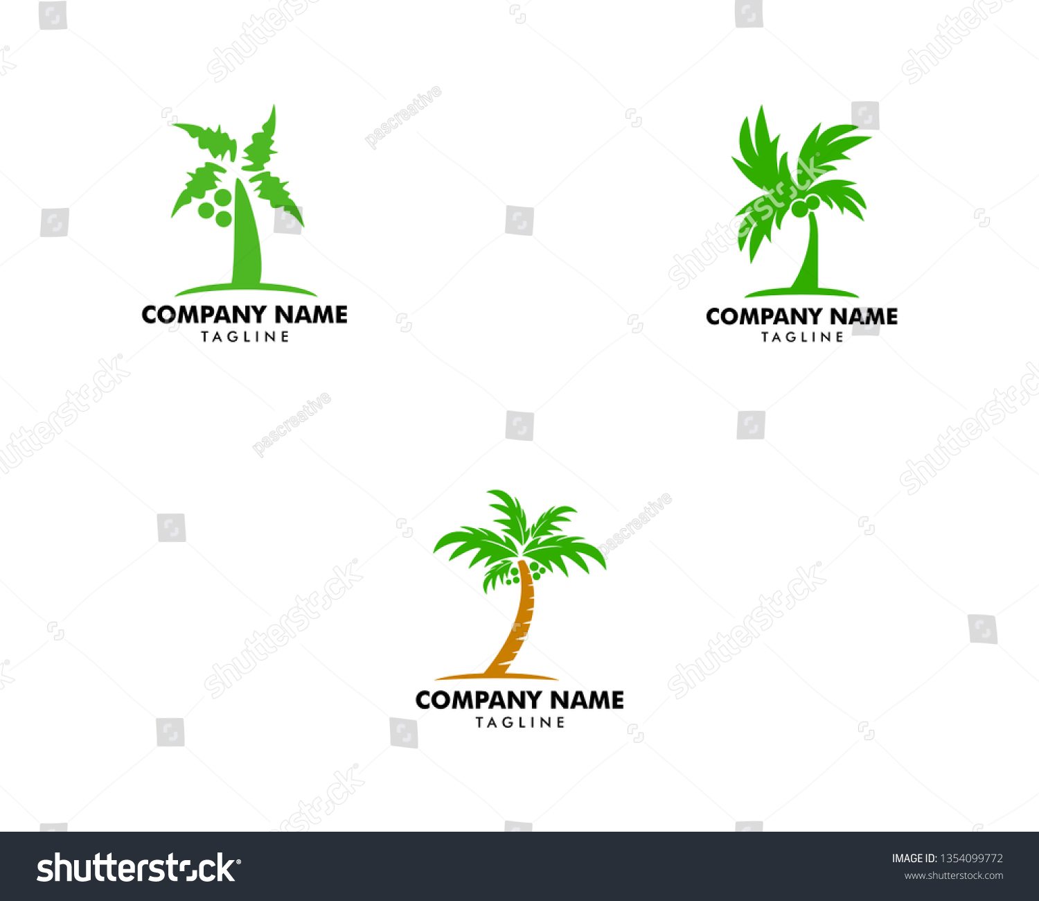 Set Palm Coconut Tree Icon Logo Stock Vector (Royalty Free) 1354099772 ...
