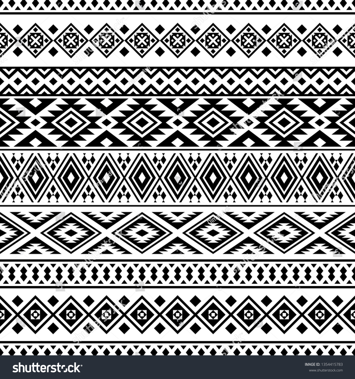 Ikat Ethnic Pattern Black White Color Stock Vector (Royalty Free ...