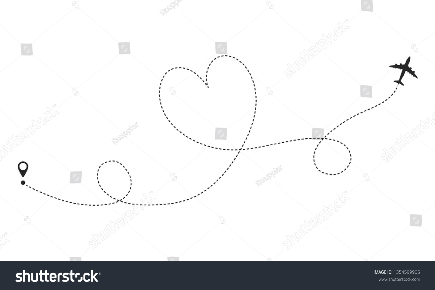 Love Airplane Route Romantic Travel Concept Stock Vector Royalty Free 1354599905 Shutterstock 0259