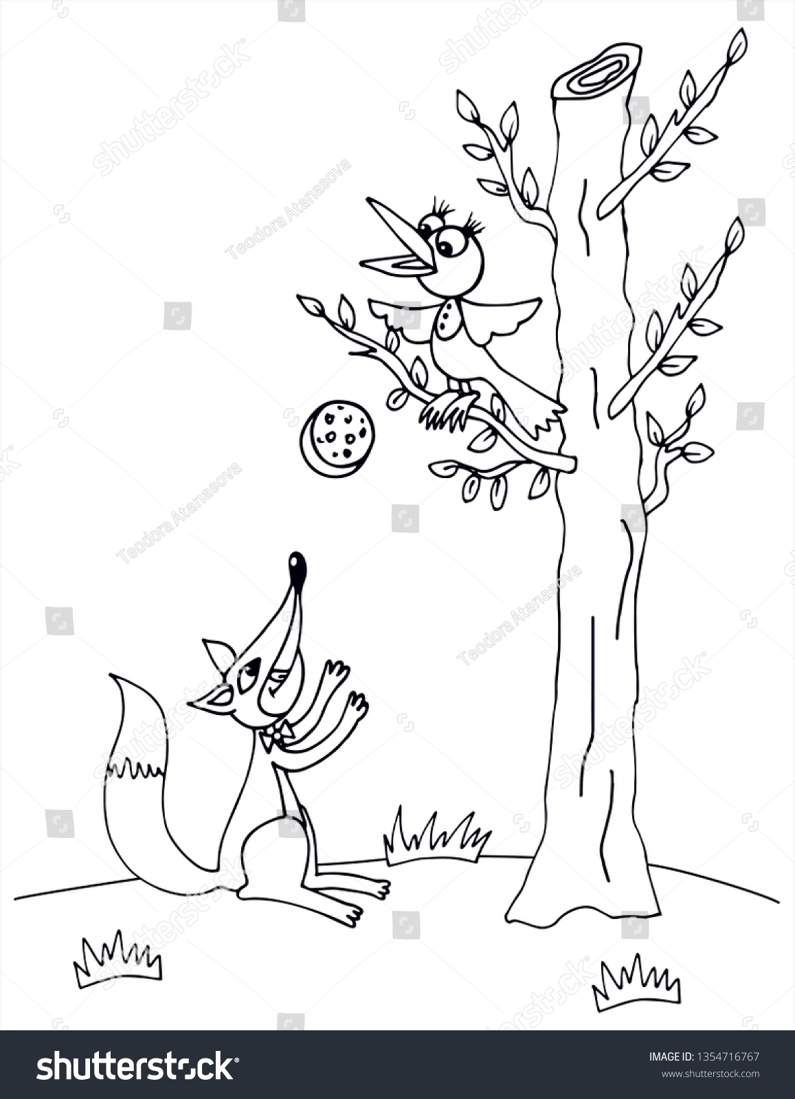 Иллюстрации к басням Крылова раскраски ворона и лисица