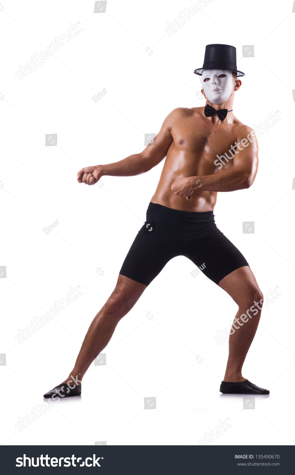 Naked Muscular Mime Isolated On White Stock Photo Shutterstock