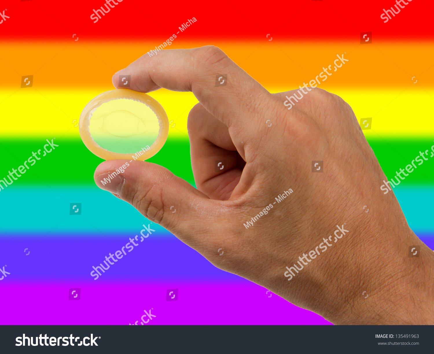 Male Giving Condom Rainbow Flag Pattern Stock Photo 135491963