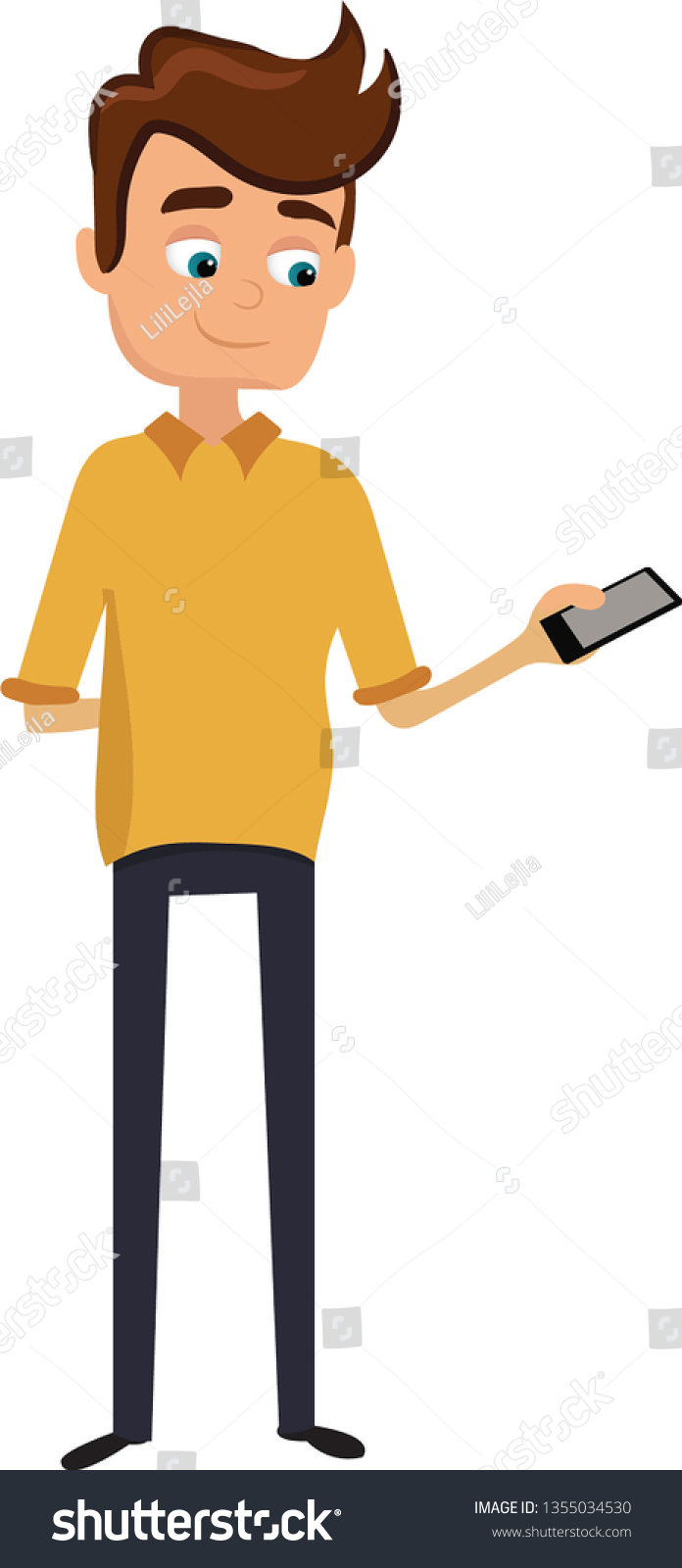 Boy Phone Vector Illustration Stock Vector (Royalty Free) 1355034530 ...