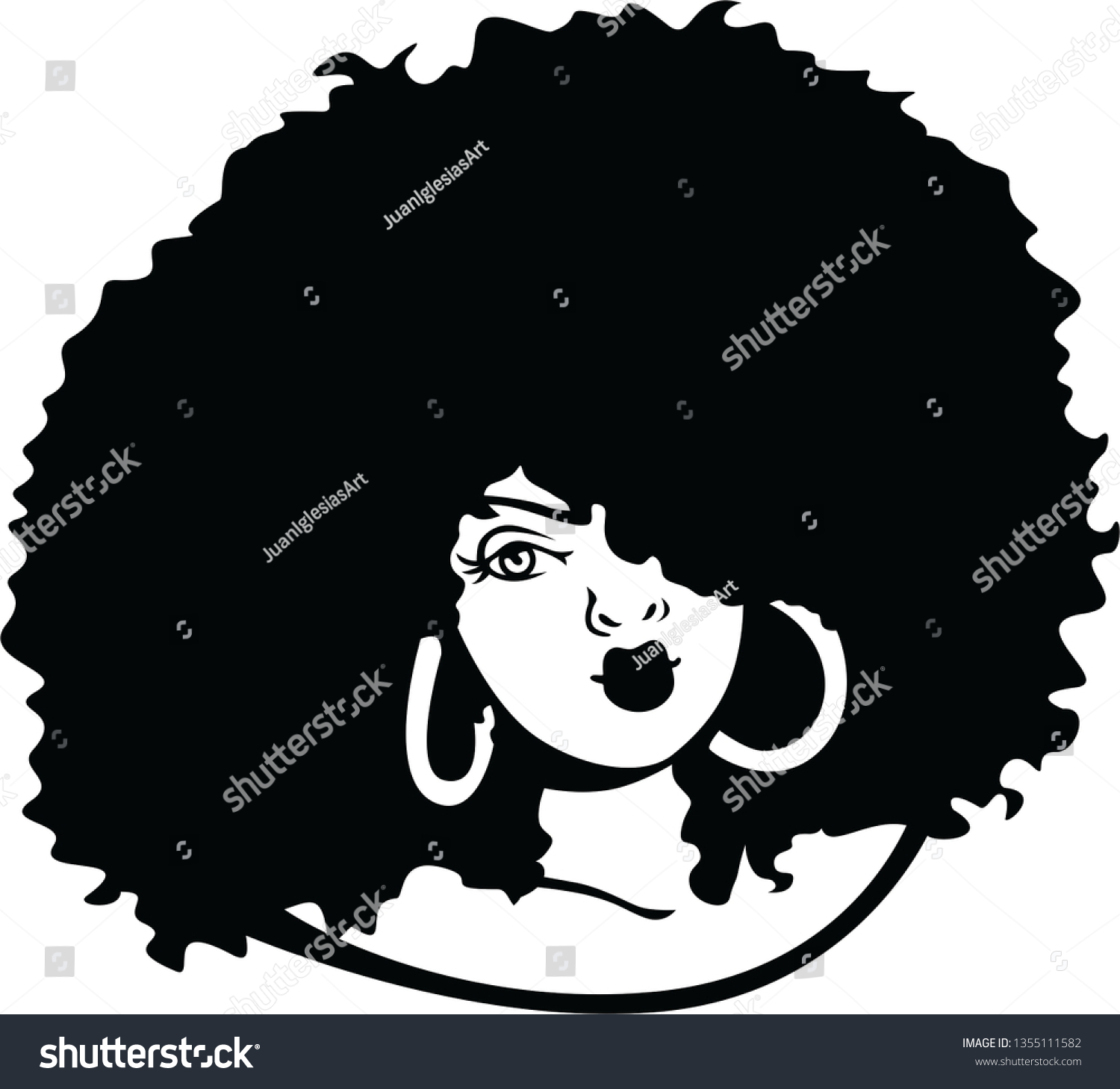 Girls Afro Vector Black Stock Vector (royalty Free) 1355111582 