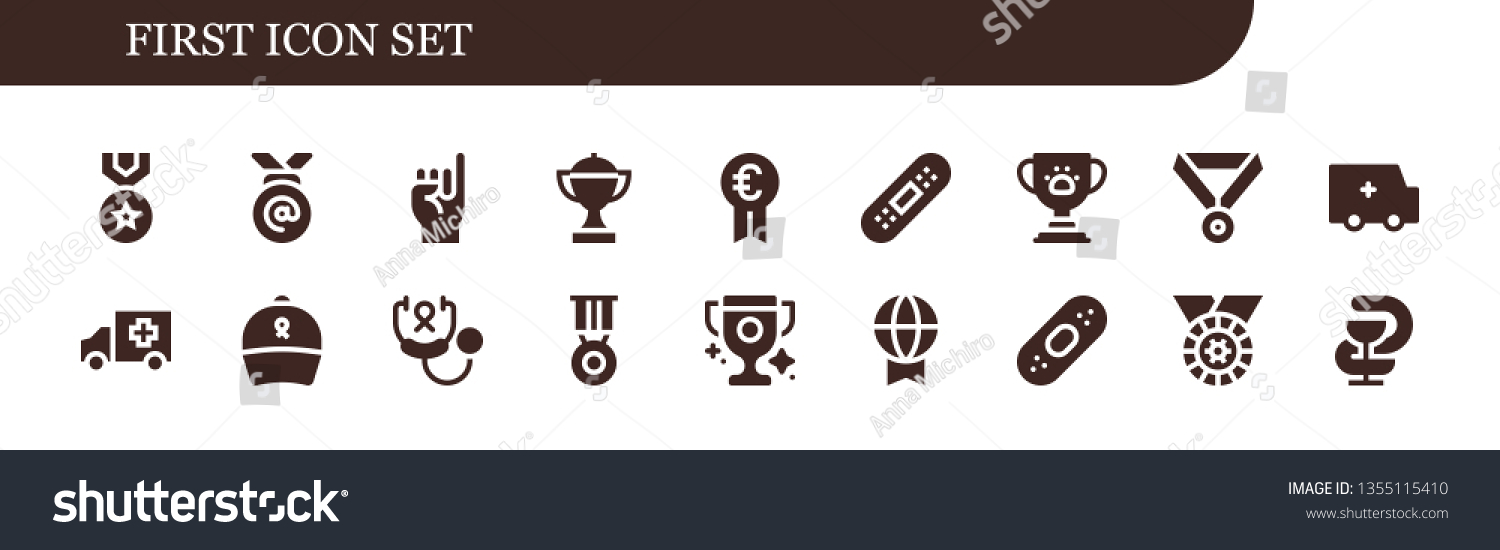 First Icon Set 18 Filled First Stock Vector (Royalty Free) 1355115410 ...