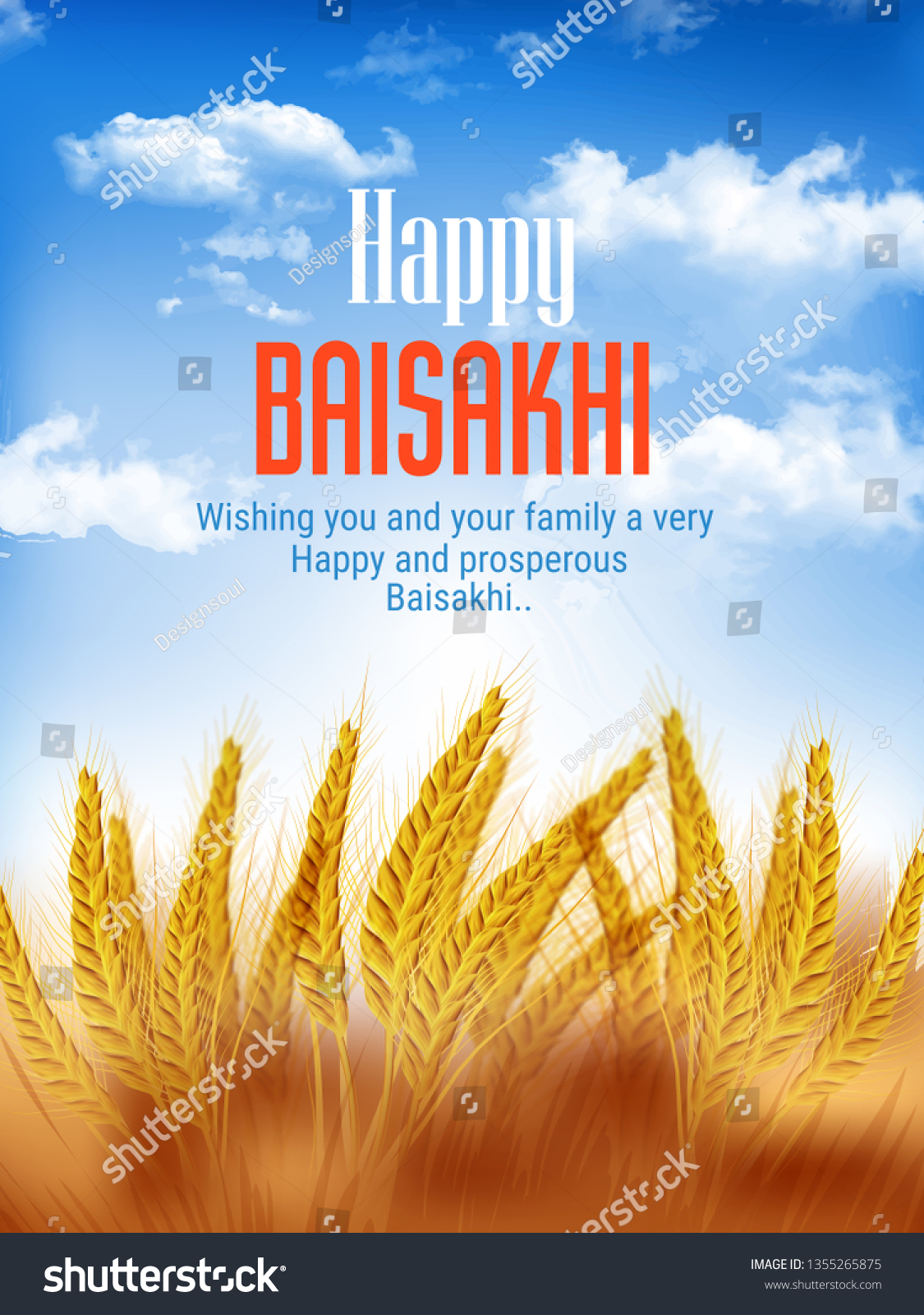 Illustration Happy Baisakhi Celebration Card Invitation Stock Vector ...