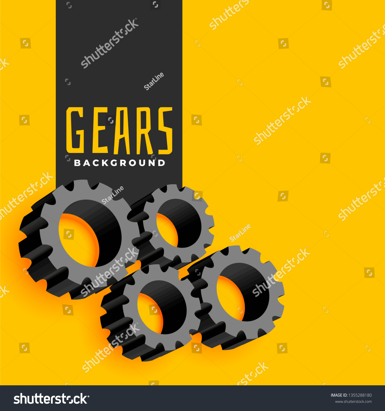 Yellow Background Gears Symbols Stock Vector (Royalty Free) 1355288180 ...