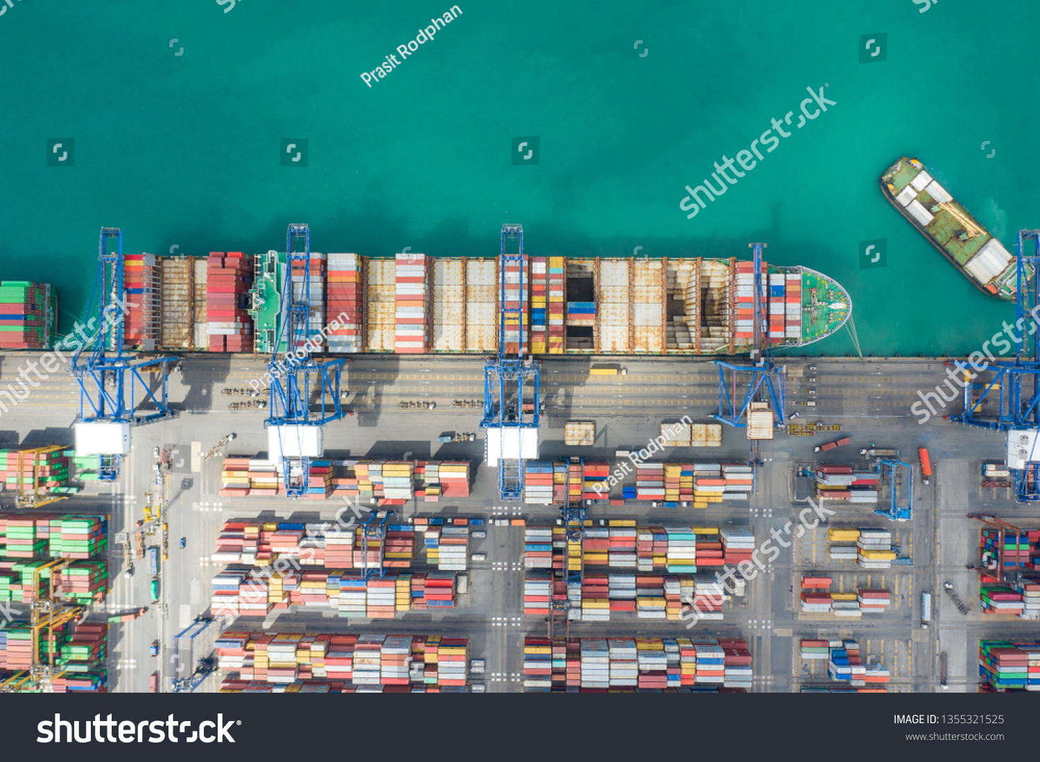 Aerial Top View Container Cargo Ship Stock Photo 1355321525 | Shutterstock