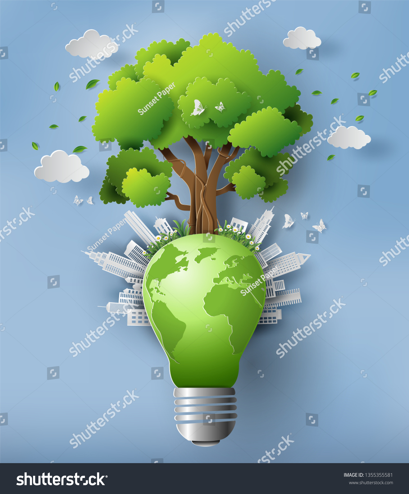 Eco Friendly Earth Day Concept Paper Stock Vector (Royalty Free ...