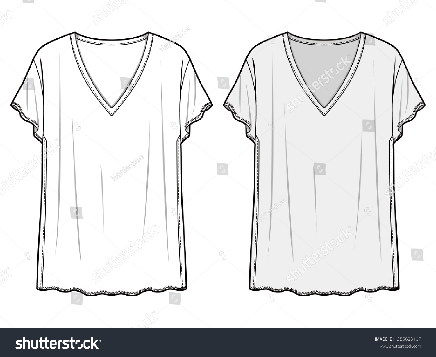 Top Woven Tee Fashion Flat Sketch Stock Vector (Royalty Free ...