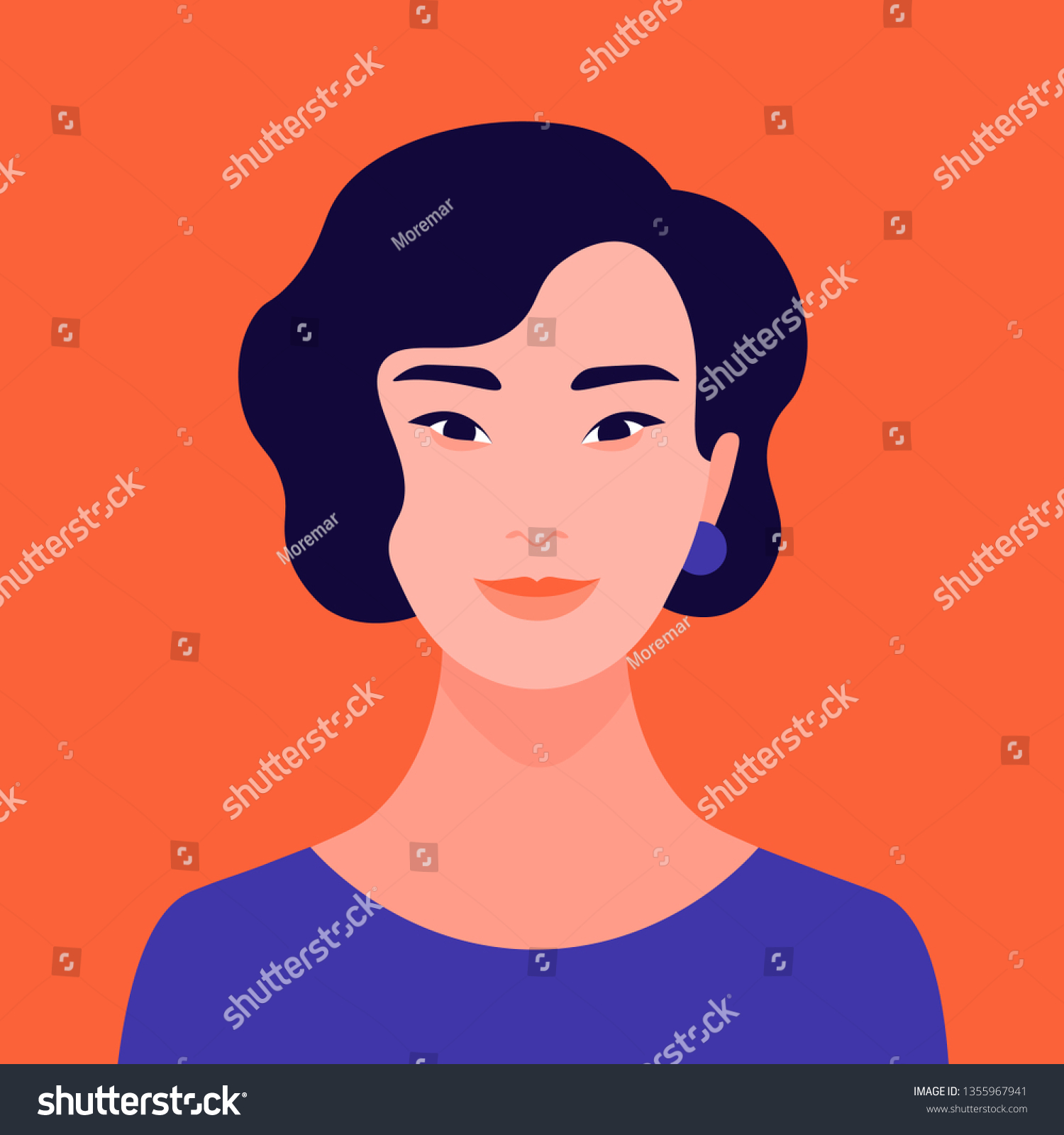 Portrait Young Asian Woman Face Foreign Stock Vector (Royalty Free ...