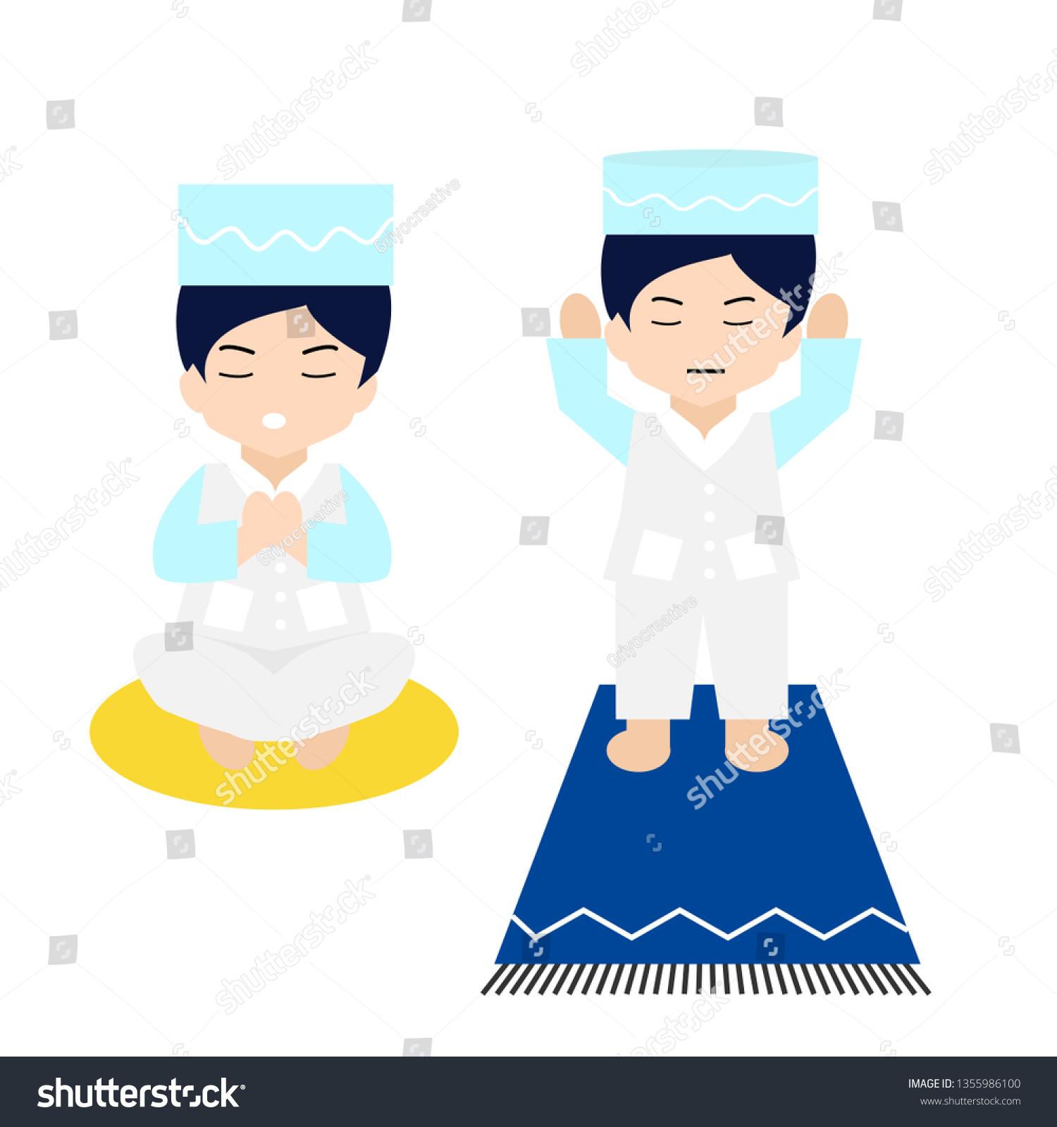 Little Kids Mosque Read Quran Worship Stock Vector (Royalty Free ...