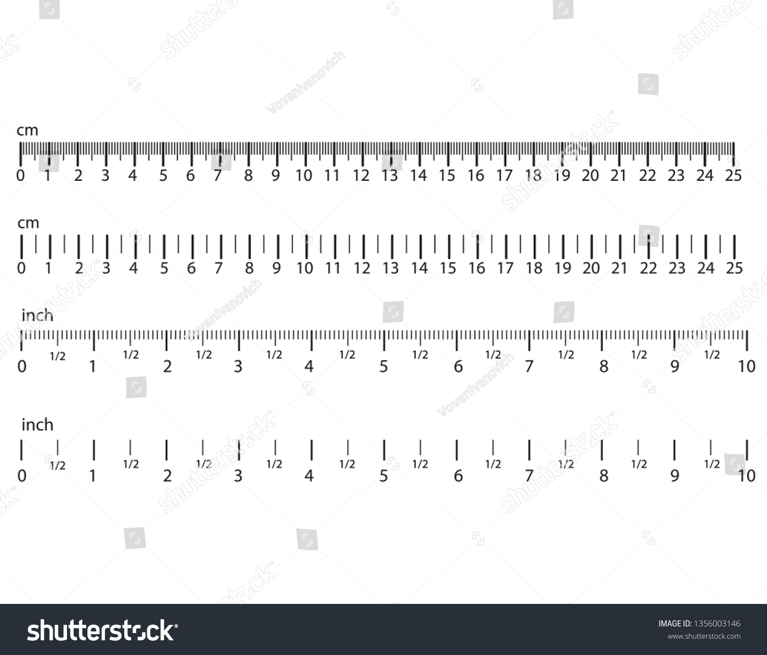 Inch Metric Rulers Centimeters Inches Measuring Stock Vector (Royalty ...