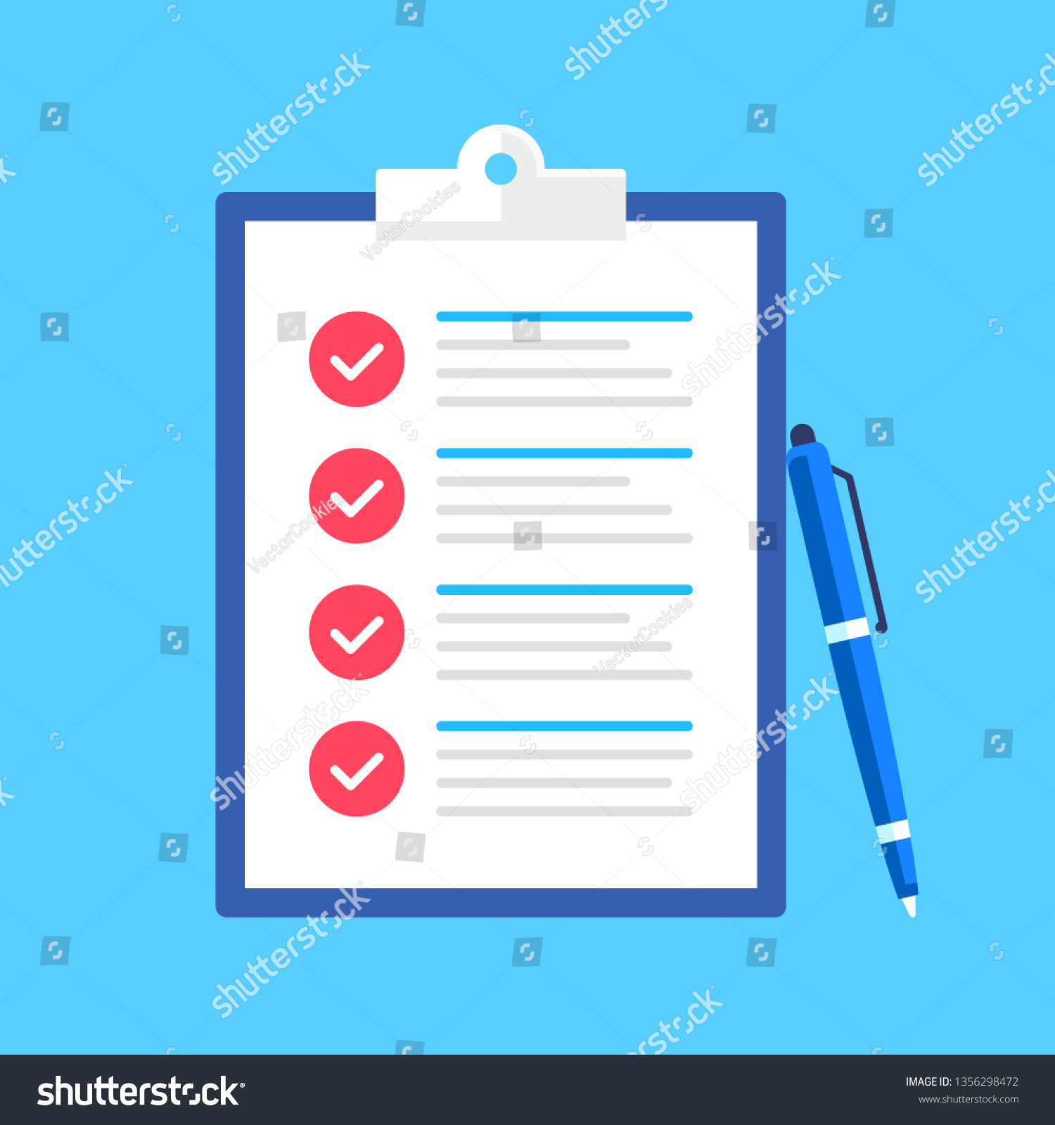 Checklist Clipboard Checkmarks Pen Check List Stock Vector (Royalty ...