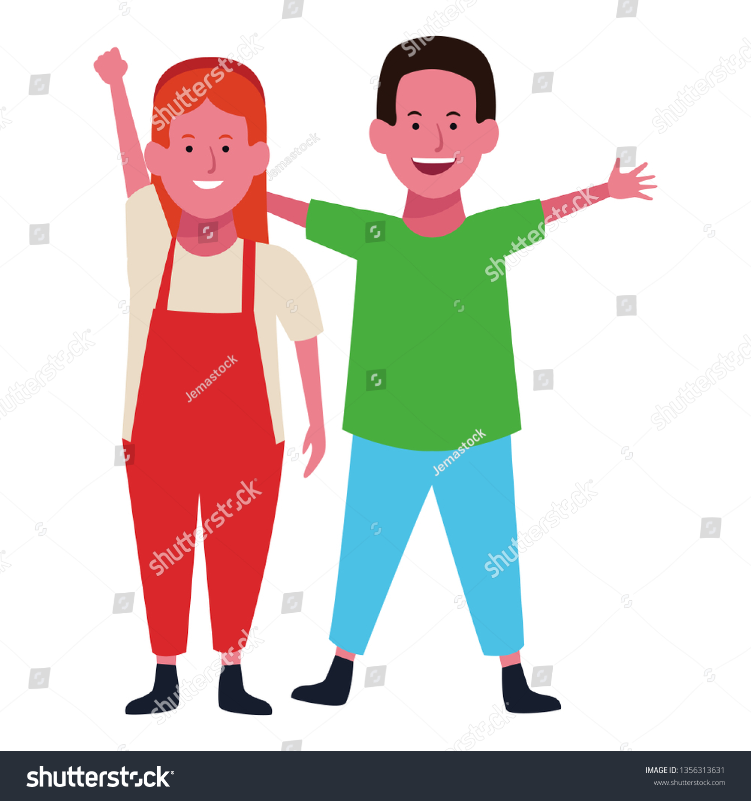 Two Kids Smiling Cartoons Stock Vector (Royalty Free) 1356313631 ...