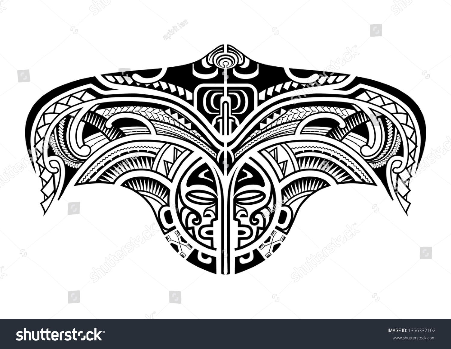 25 598 Afbeeldingen Voor Tattoo Chest Afbeeldingen Stockfoto S En   Stock Vector Maori Tattoo Design For The Back Or Chest 1356332102 