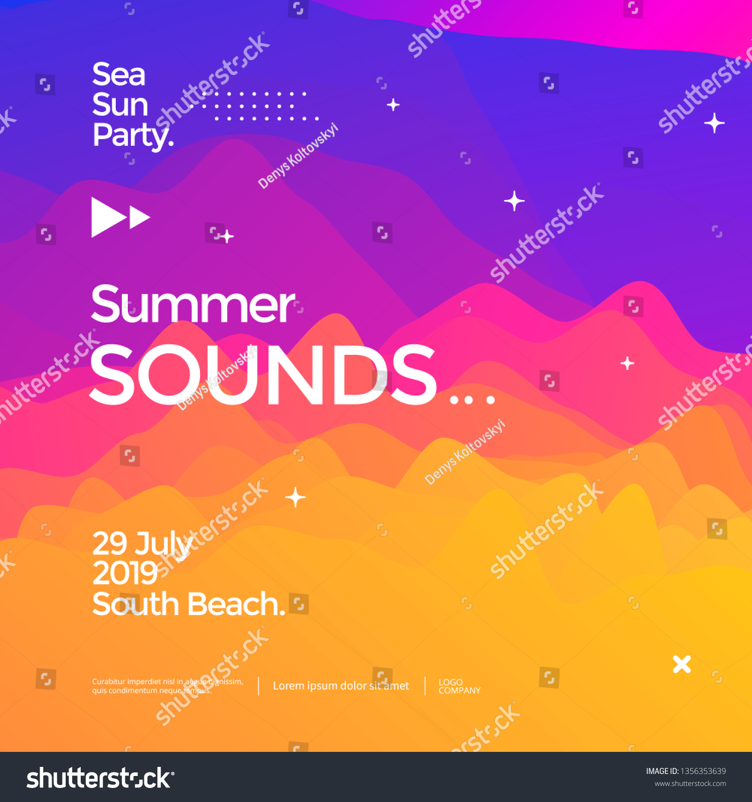 Summer Sounds Electronic Music Fest Poster Stock Vector (Royalty Free