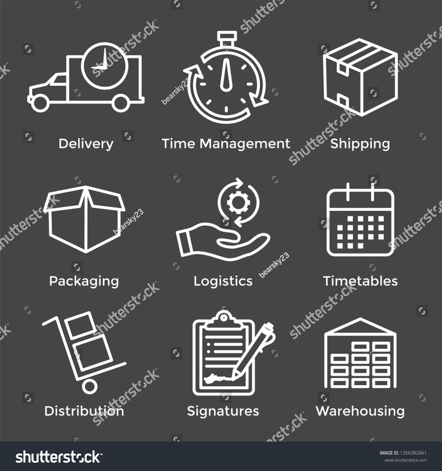 Shipping Receiving Icon Set W Boxes Stock Vector (Royalty Free ...