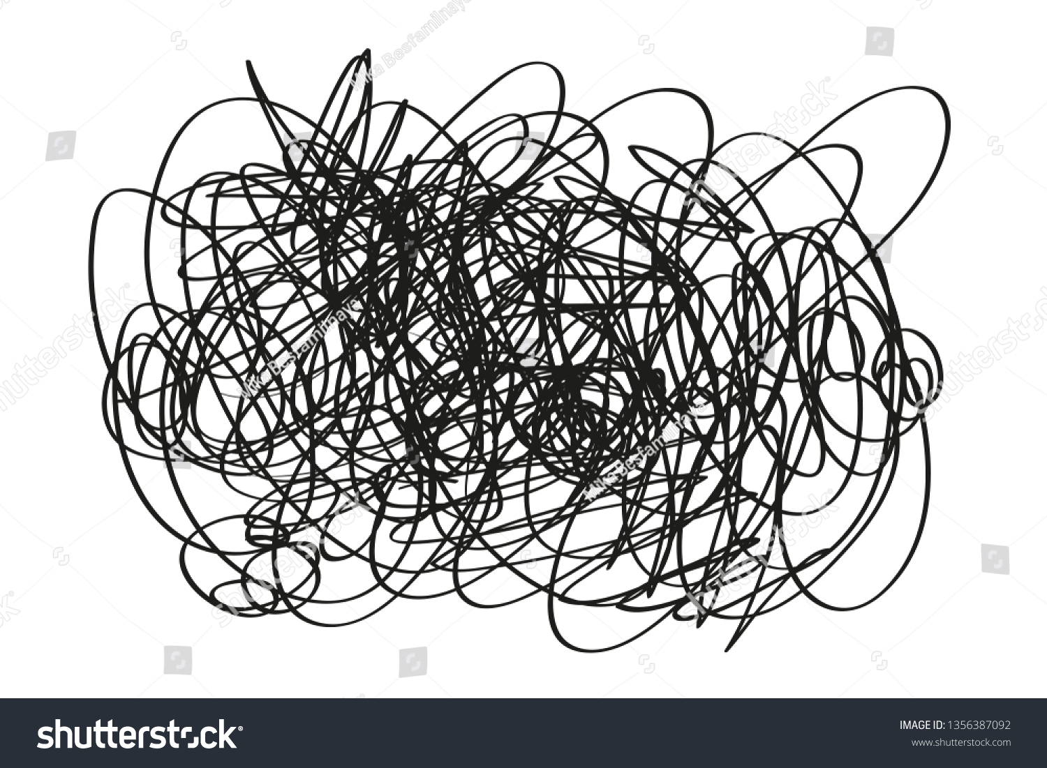 Chaos On Isolated Background Abstract Tangled Stock Vector (Royalty ...