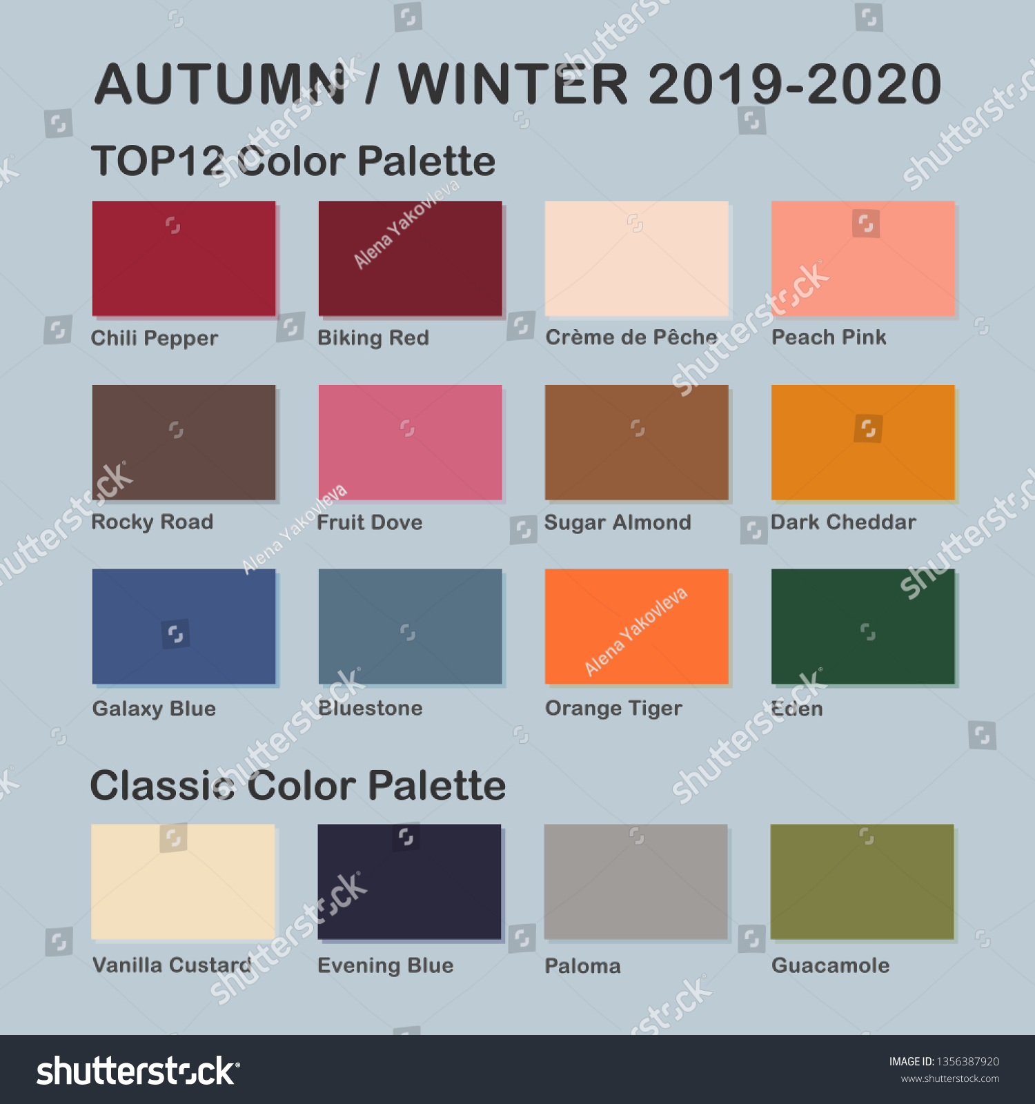 Autumn Winter 20192020 Trendy Color Palette Stock Vector (Royalty Free ...