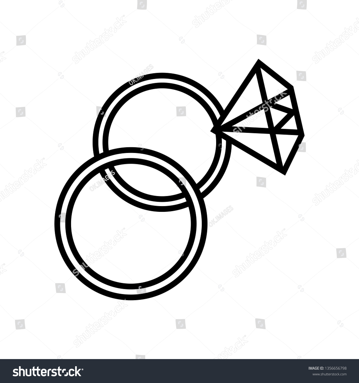 Wedding Rings Icon Vector Black White Stock Vector (Royalty Free ...