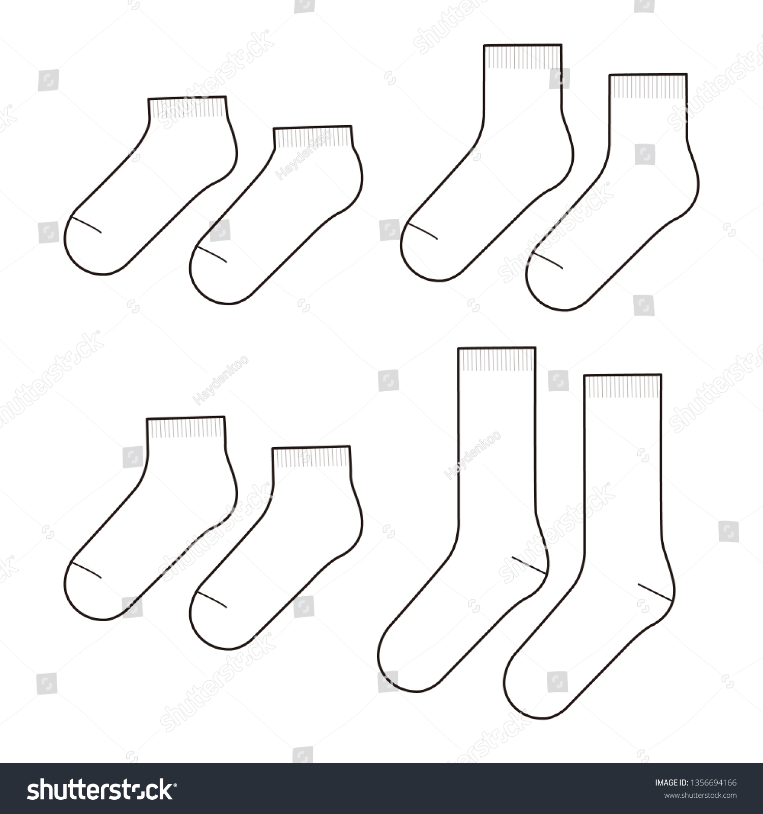 Socks Fashion Flat Sketch Template Stock Vector (Royalty Free ...