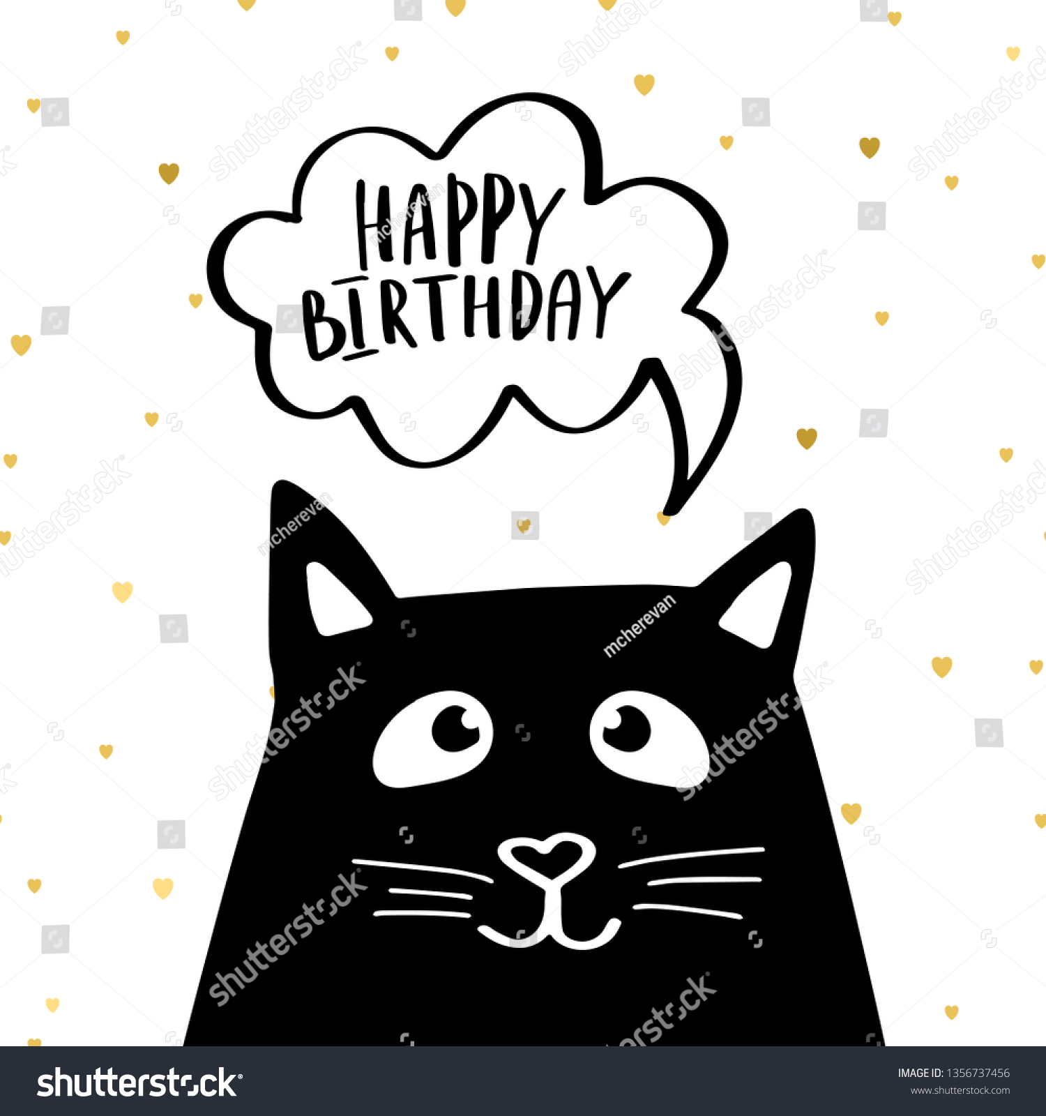 Happy Birthday Black Cat Images Funny Black Cat Text Happy Birthday Stock Vector (Royalty Free) 1361648249  | Shutterstock