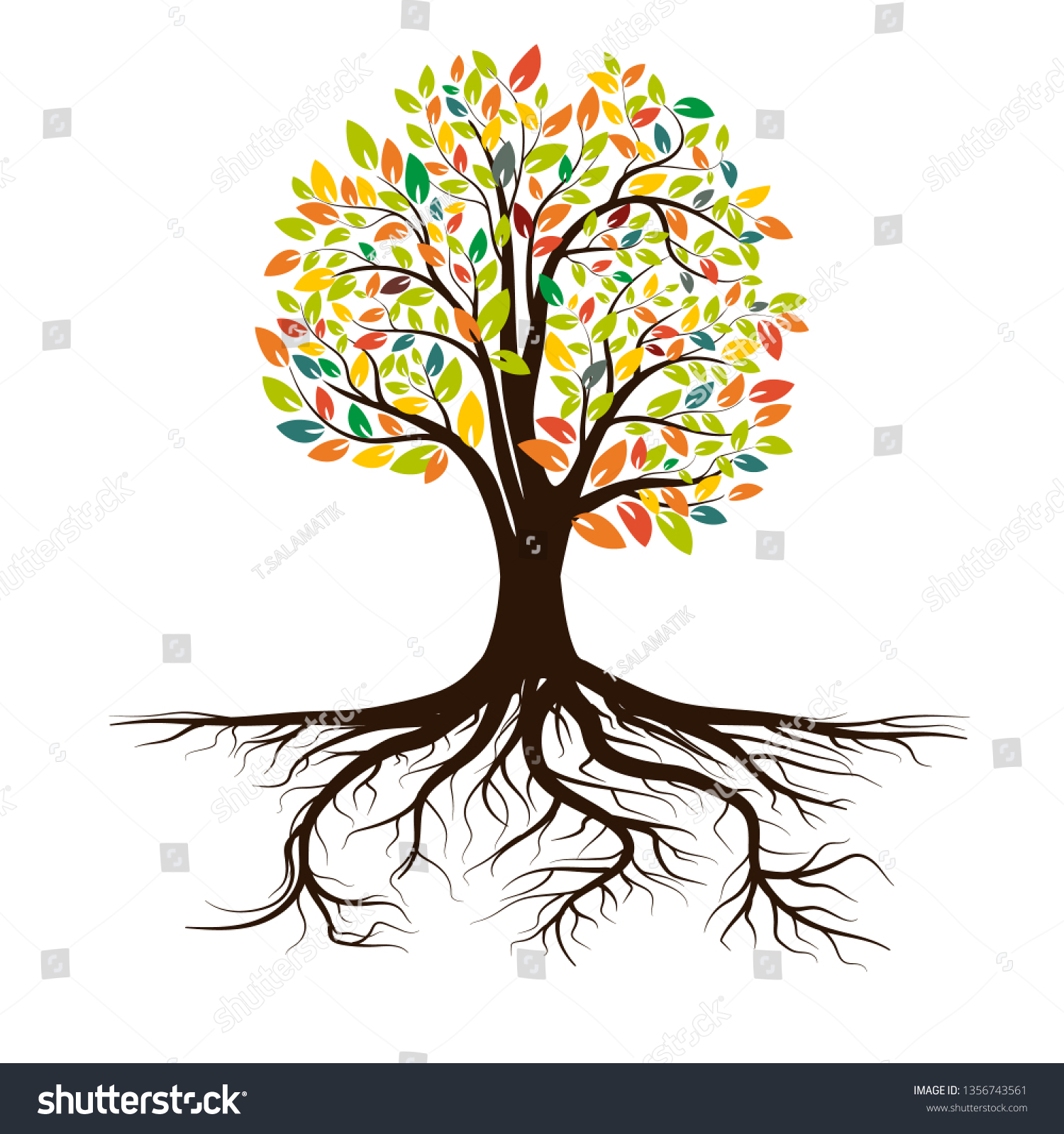 Life Tree Roots Vector Illustration Icon Stock Vector (Royalty Free ...