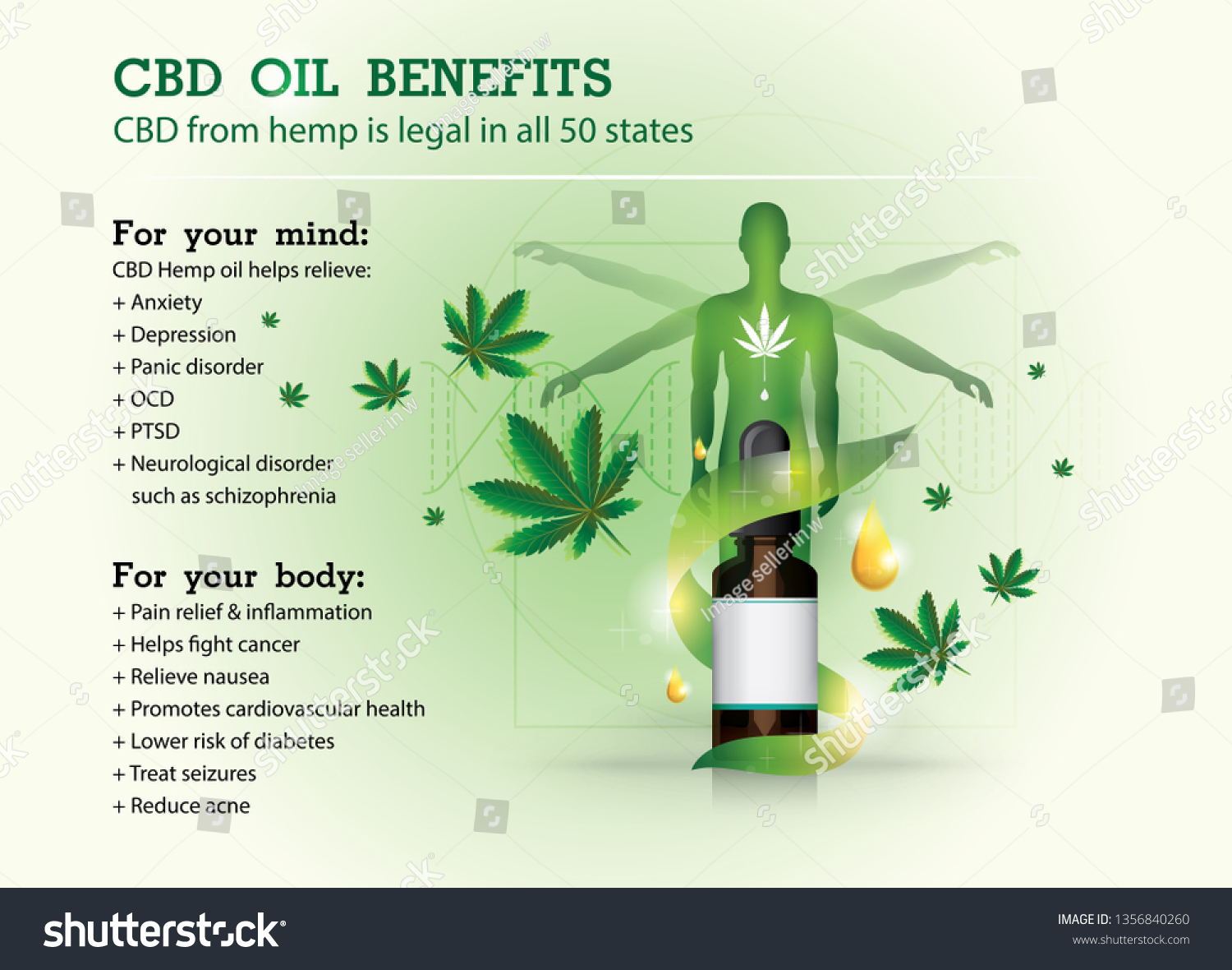 Cbd Oil Benefitsmedical Uses Cbd Oilbackgrounds Stock Vector (Royalty ...