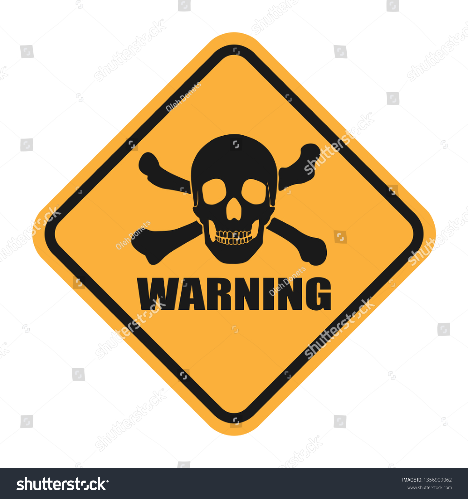 Mortal Danger Warning Icon Black Silhouette Stock Vector (Royalty Free ...