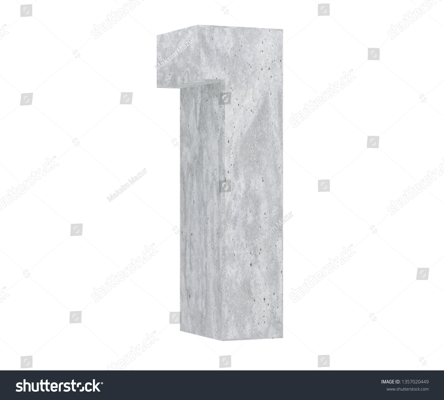 3d Rendering Concrete Number 1 One Stock Illustration 1357020449 ...