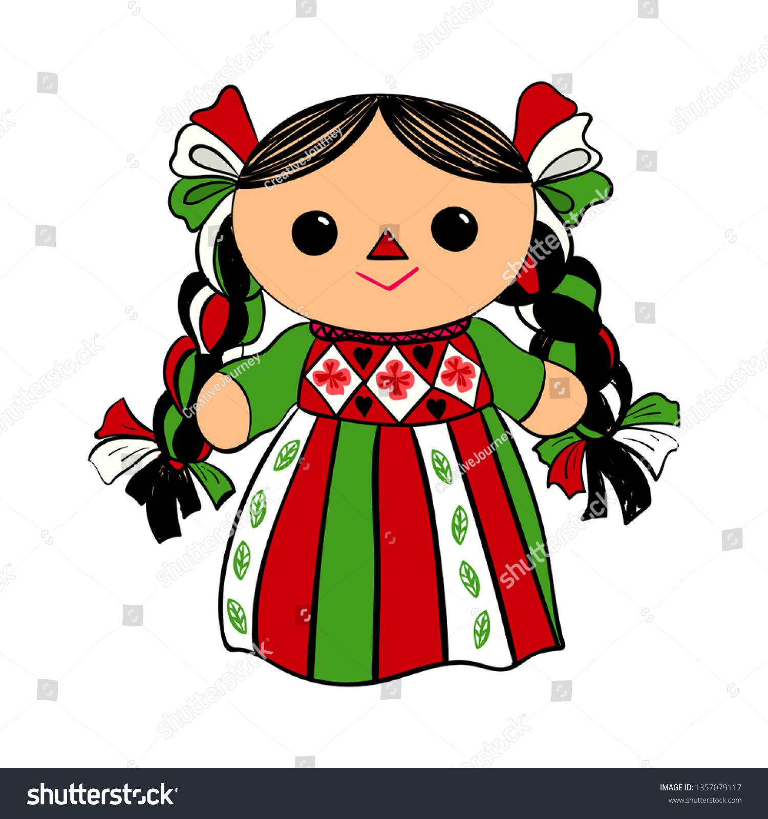 Cute Mexican Traditional Doll Maria National Stock Illustration ...