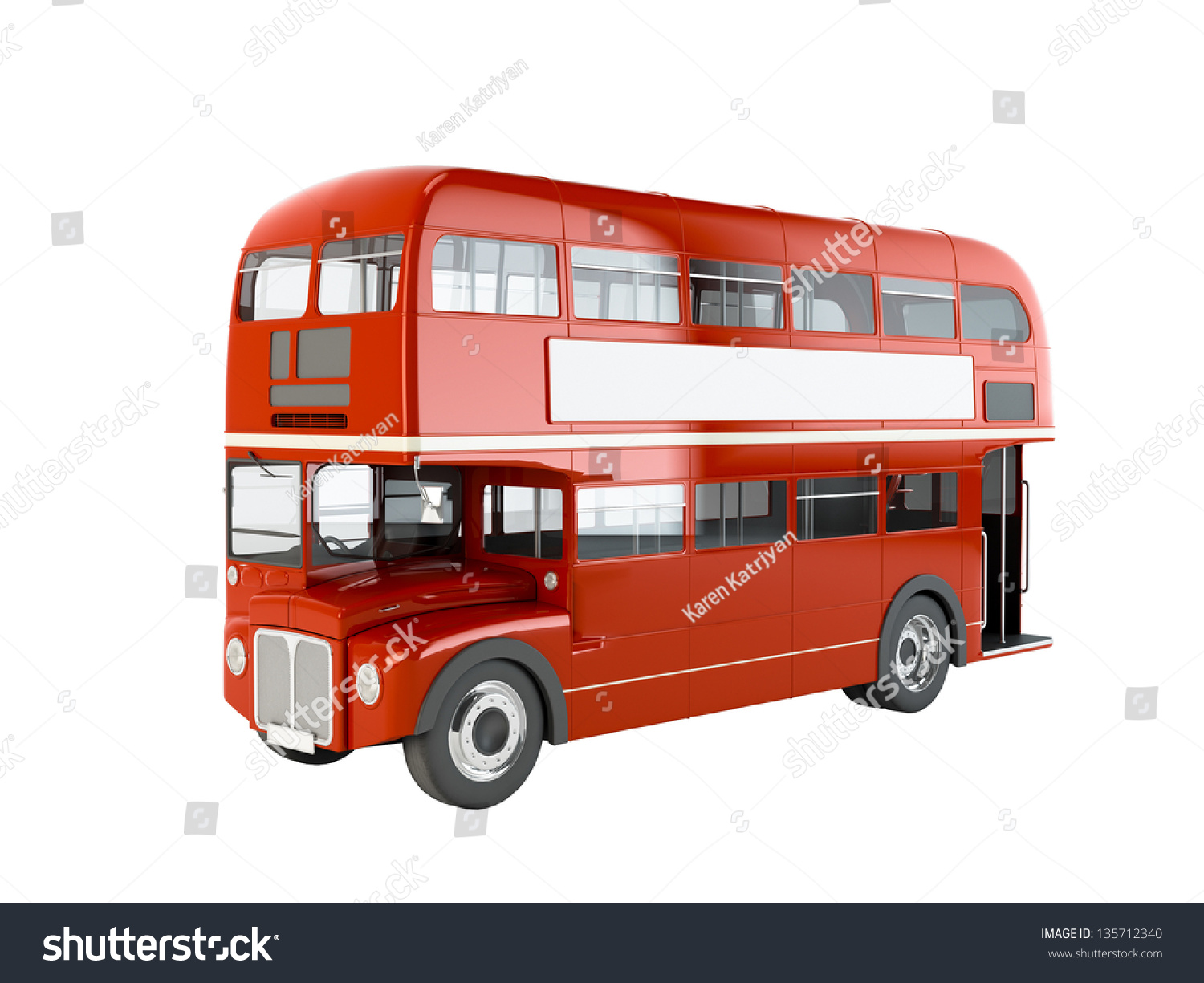 Red English Bus Isolated On White Stock Illustration 135712340 ...